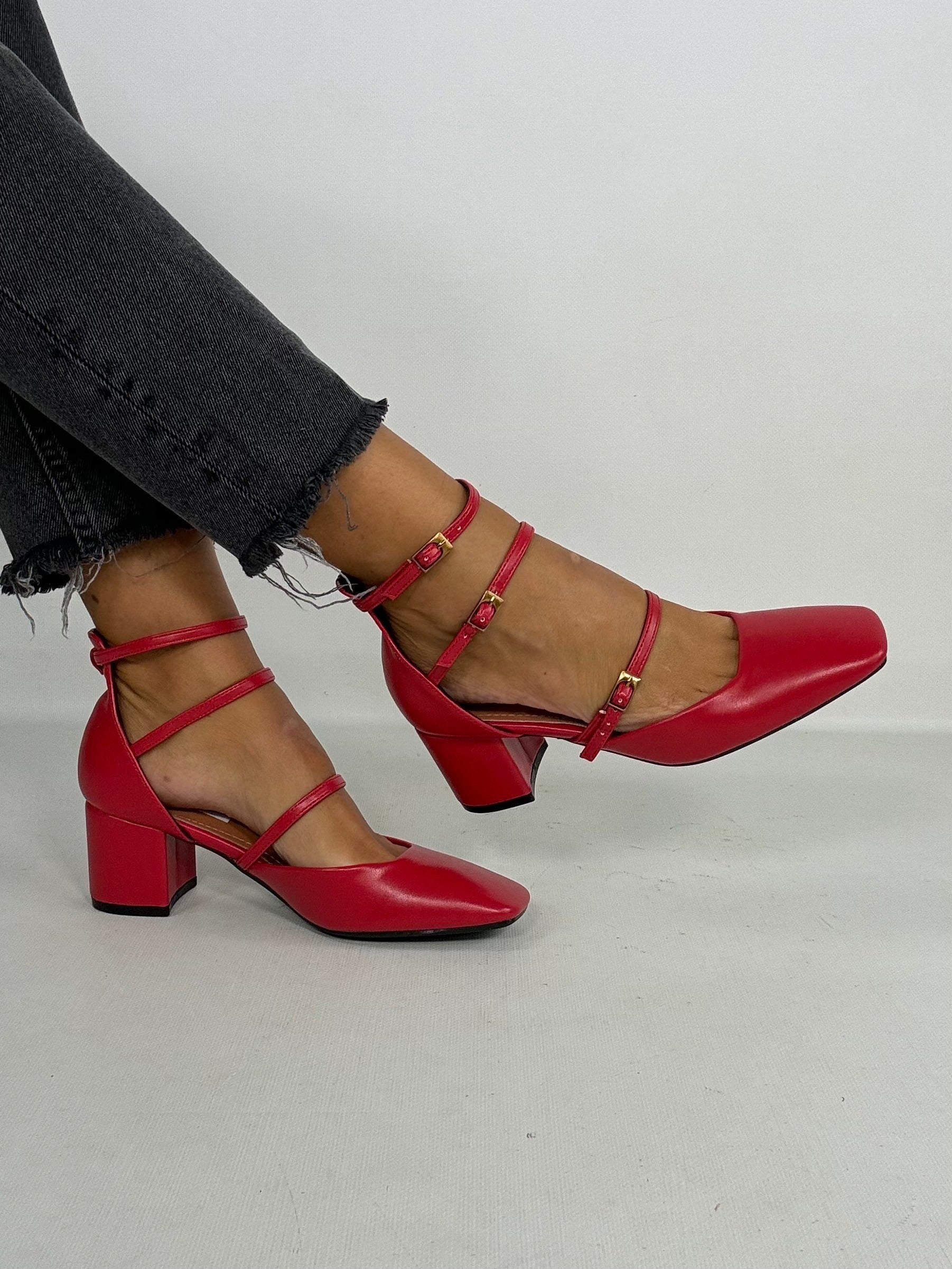 Mary Jane Tre Cinturini  - Rosso