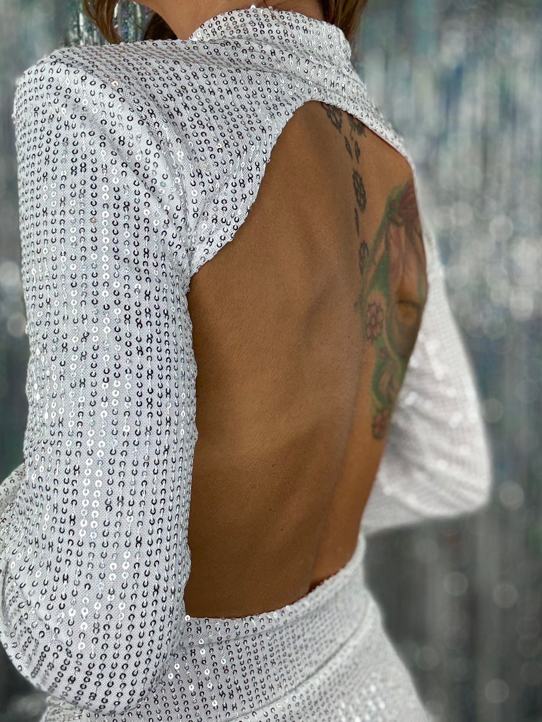 Mini Dress My Fav Paillettes - Bianco / Argento
