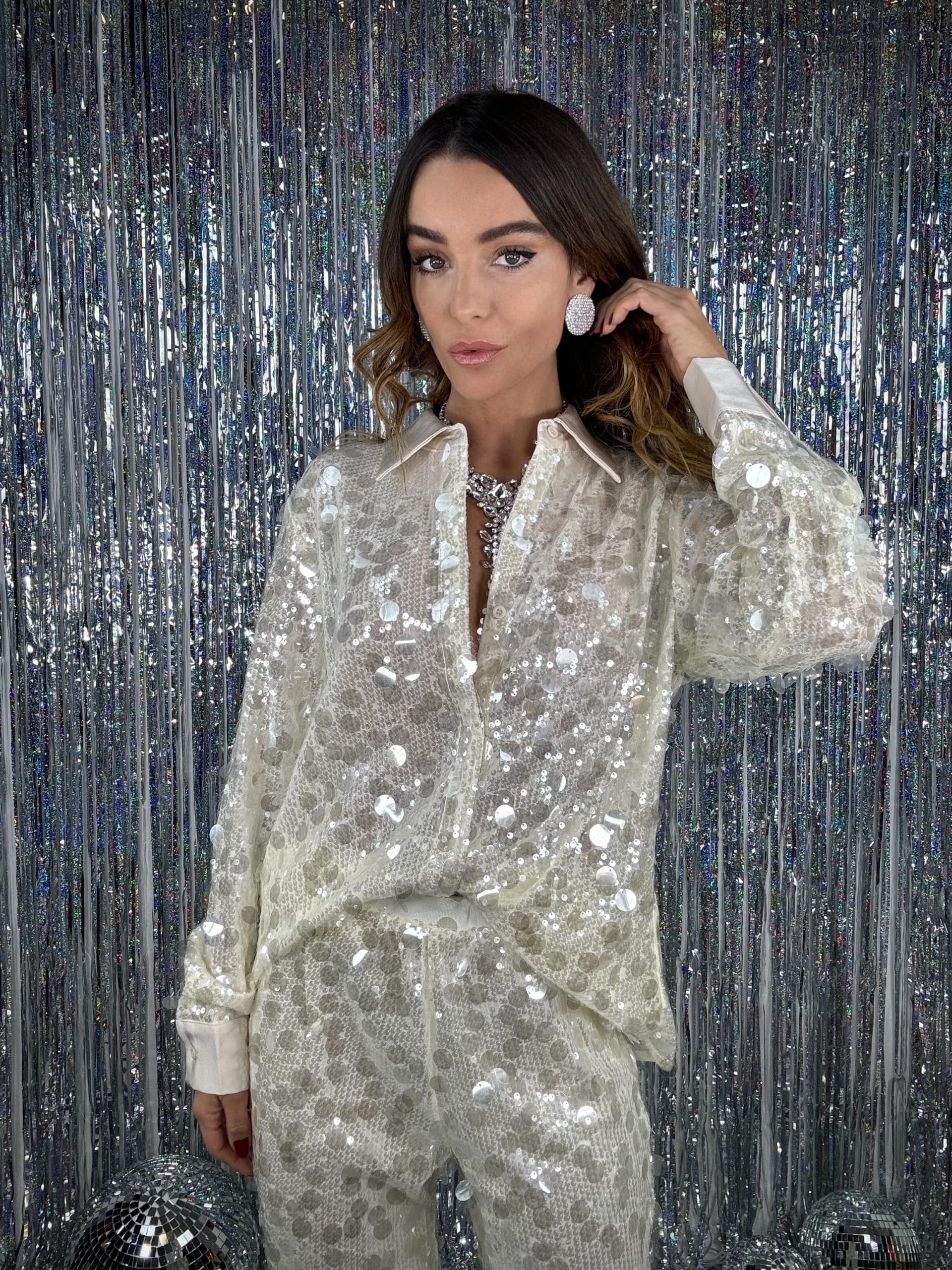 Camicia Paillettes - Bianco