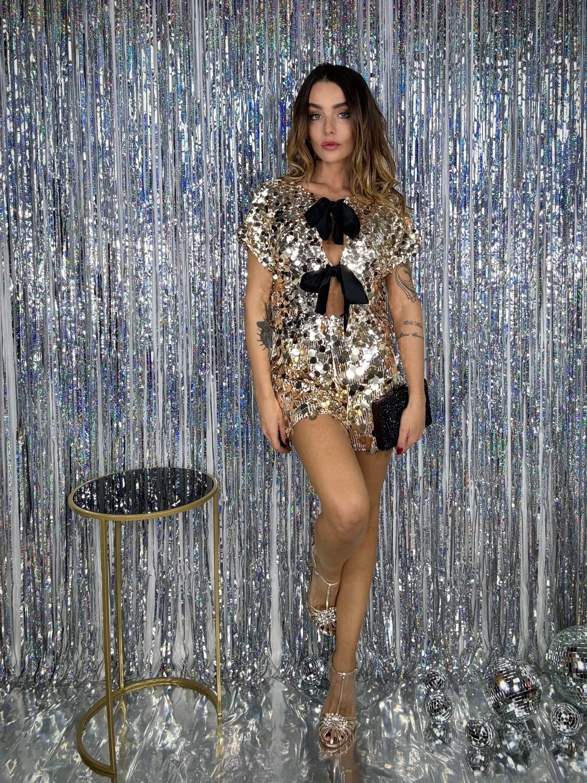 Top Paillettes con Fiocchi - Oro