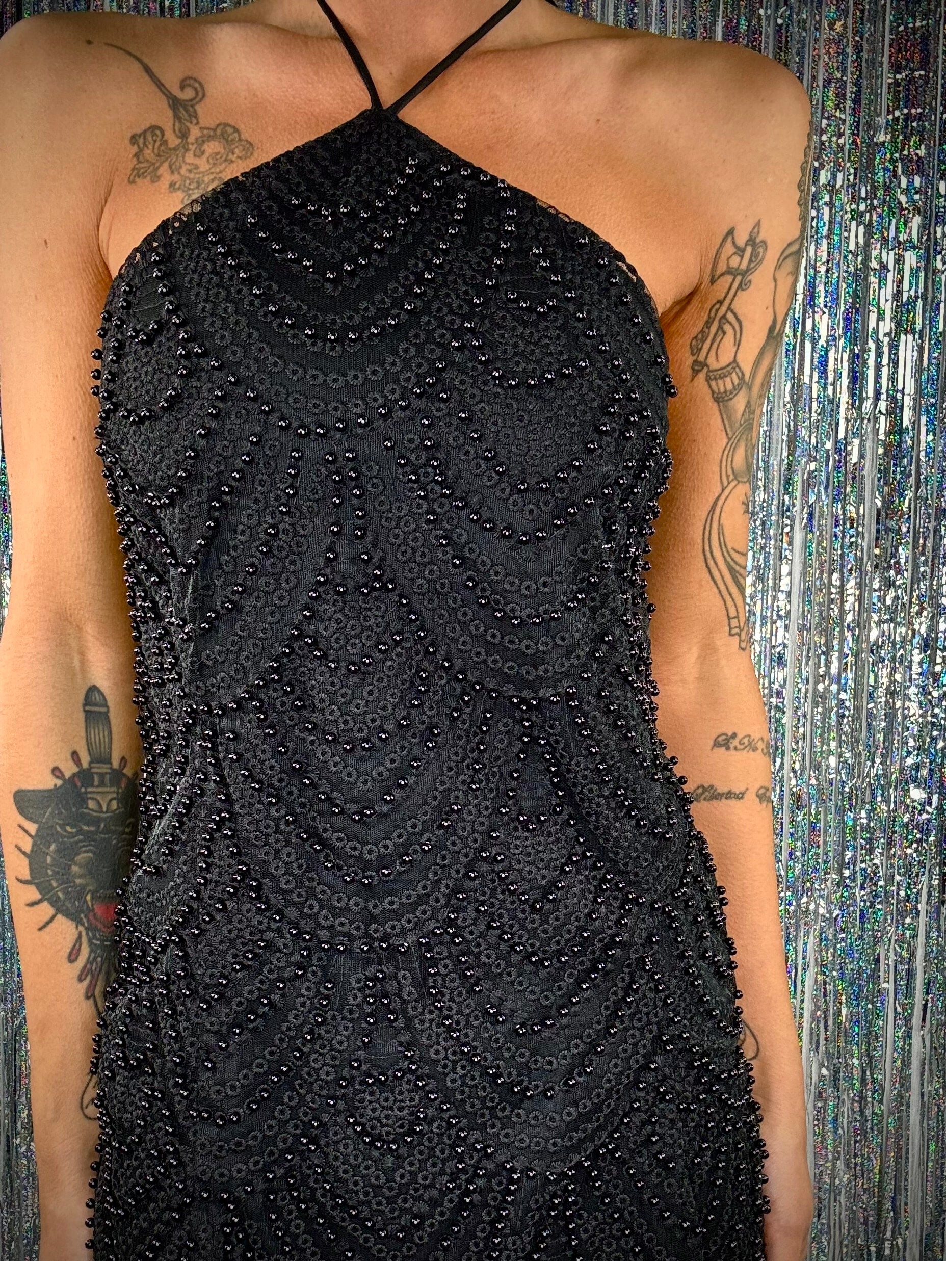 Dress Pizzo e Perle - Nero