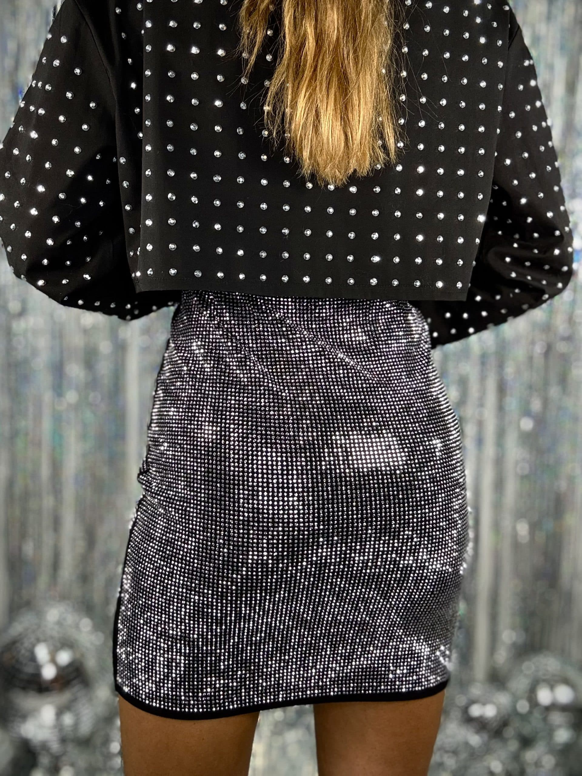 Mini Gonna Strass - Argento