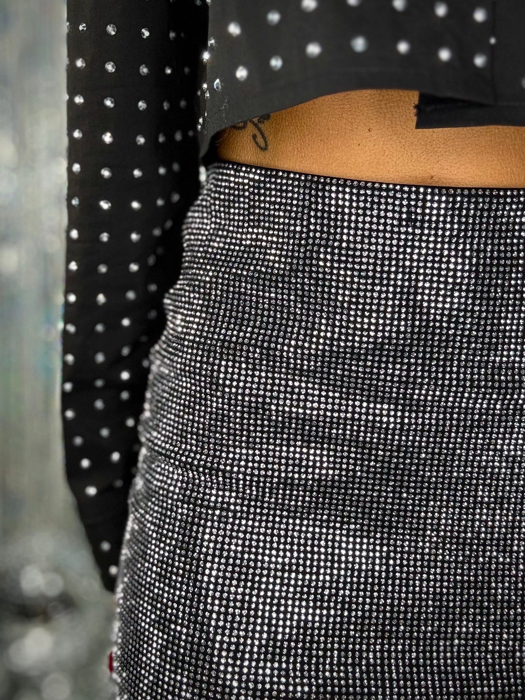 Mini Gonna Strass - Argento