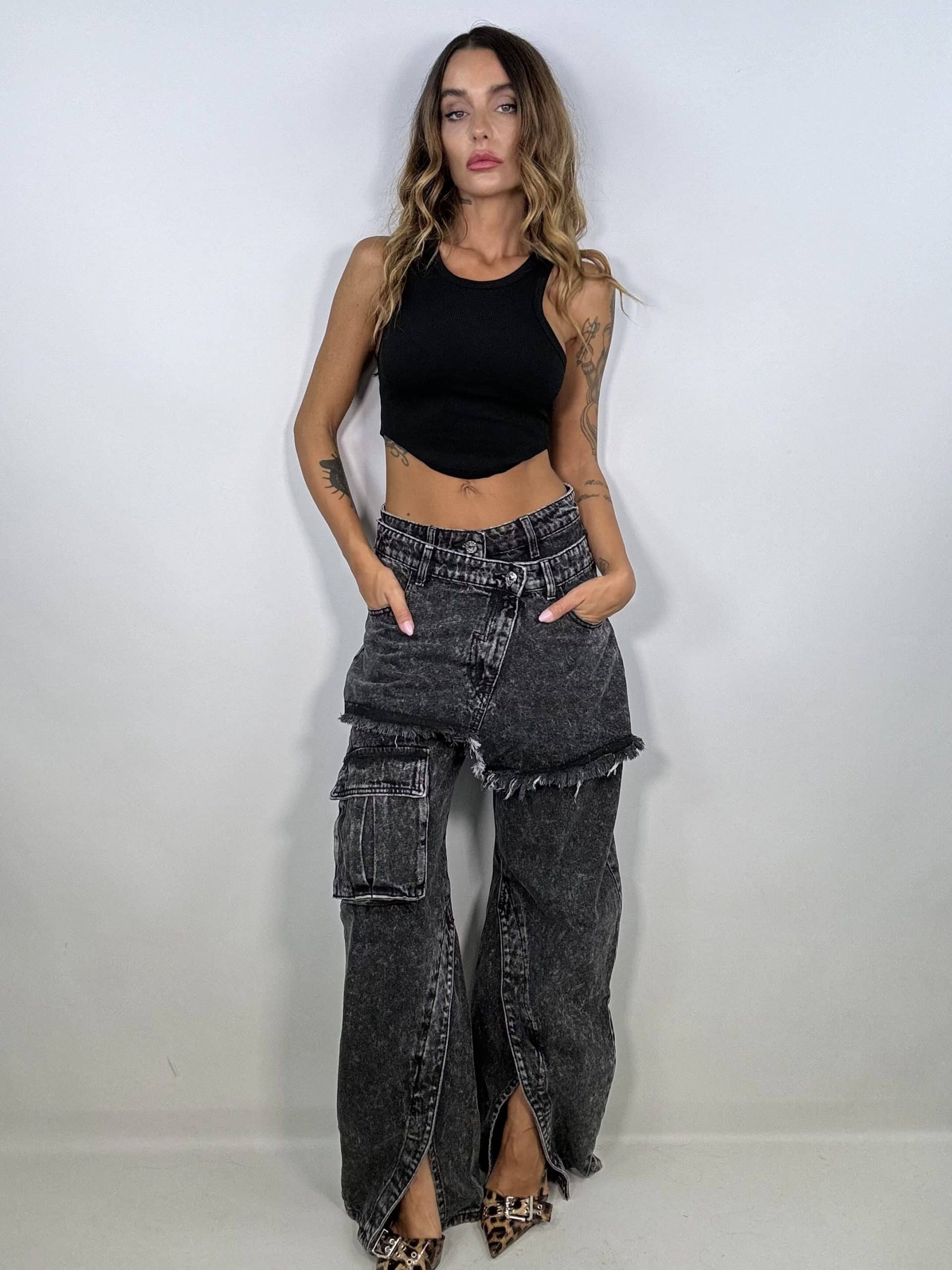 Jeans Vera Baddie  - Nero Slavato