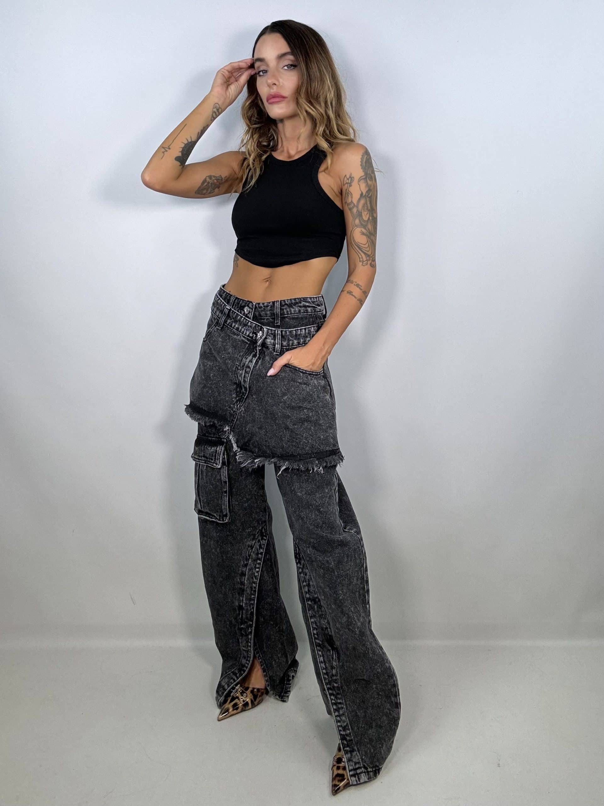 Jeans Vera Baddie  - Nero Slavato