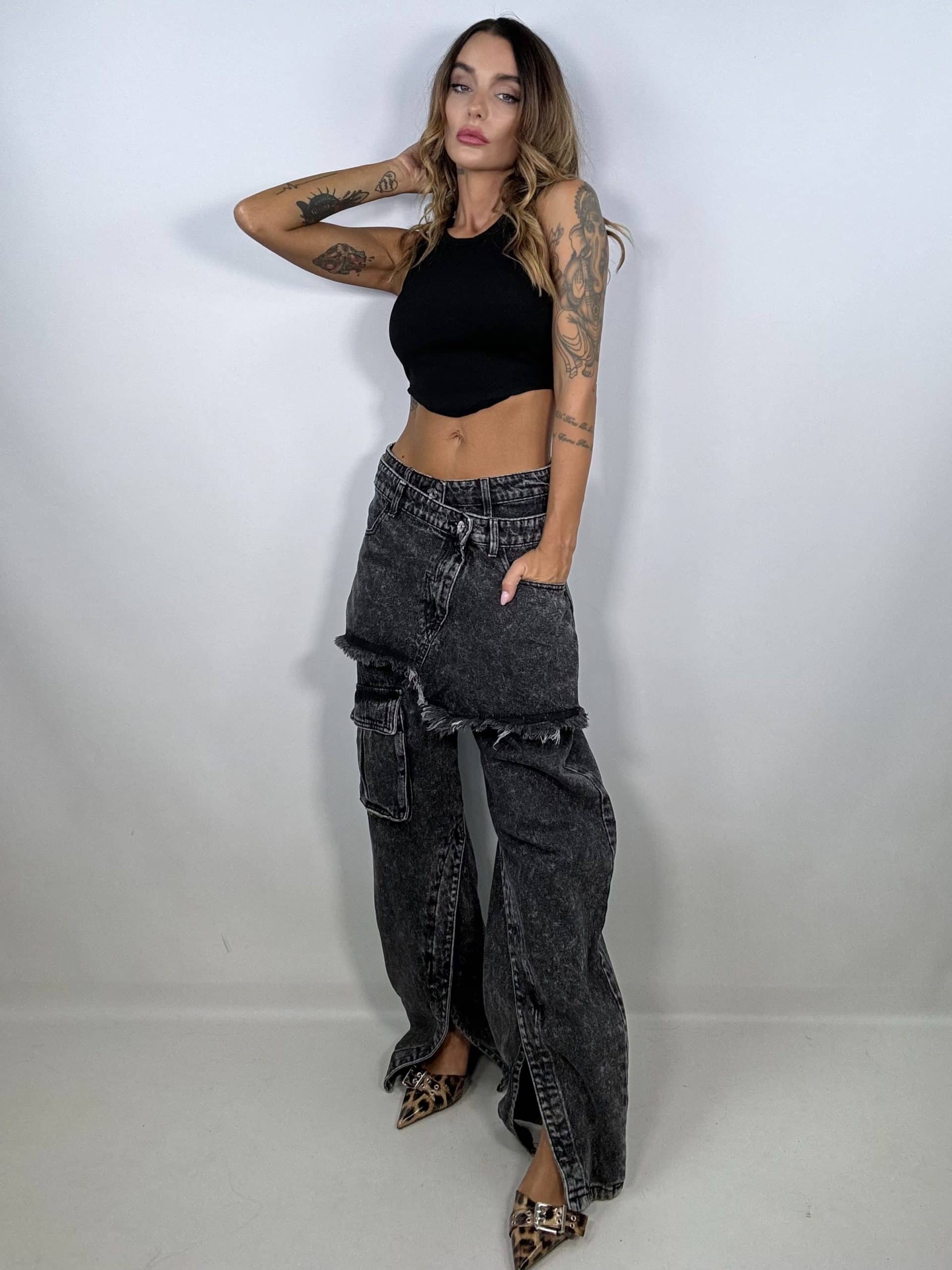 Jeans Vera Baddie  - Nero Slavato