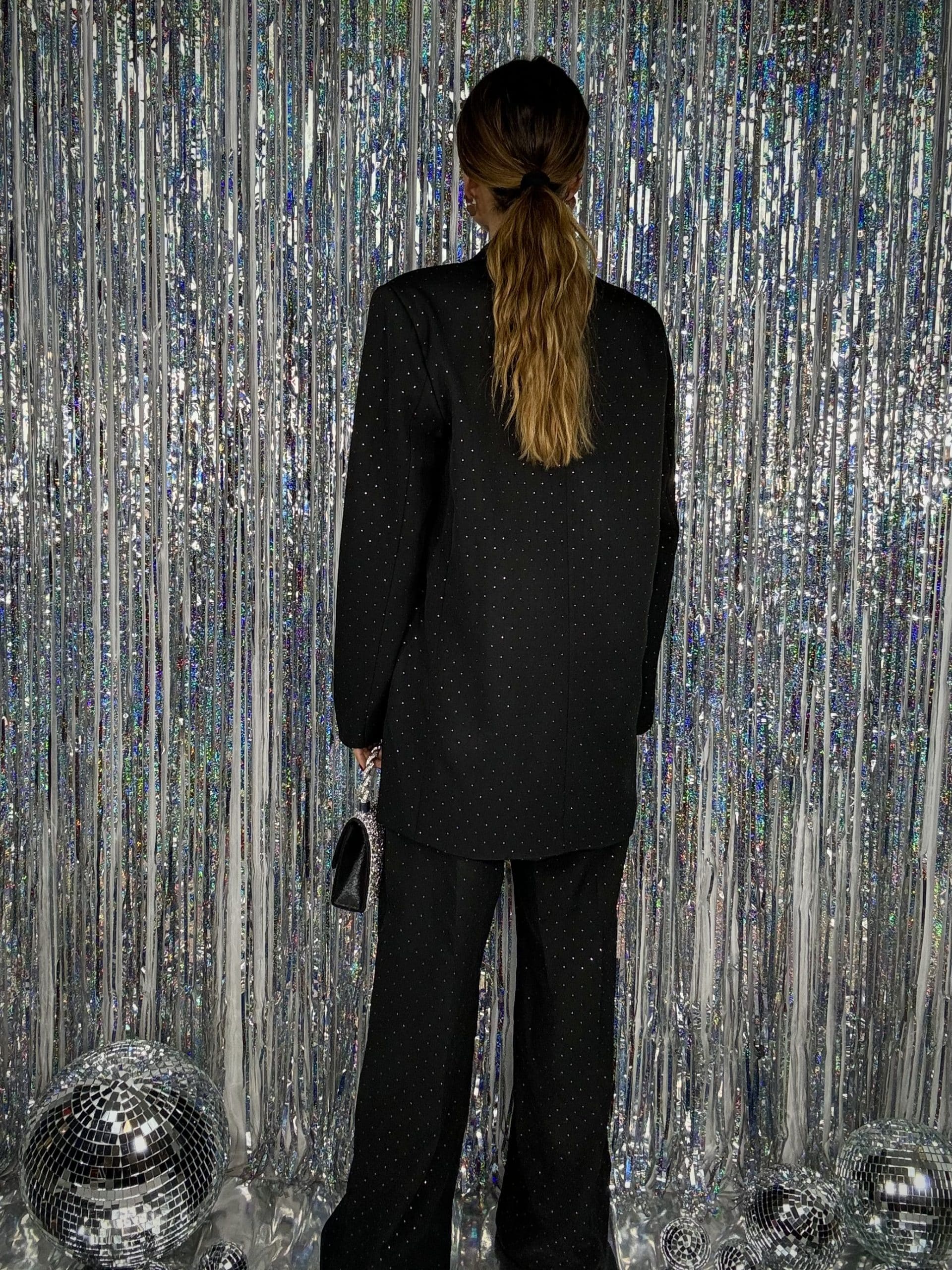 Completo Over Pantaloni ampi - Nero Strass