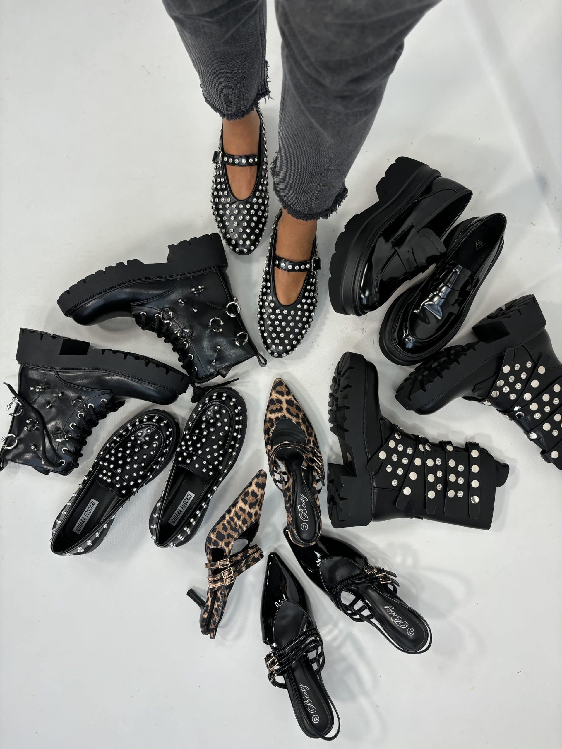 Ballerina Mary Jane Con Strass - Nero