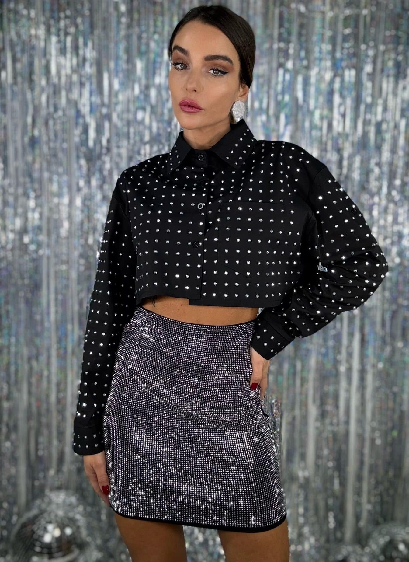 Mini Gonna Strass - Argento