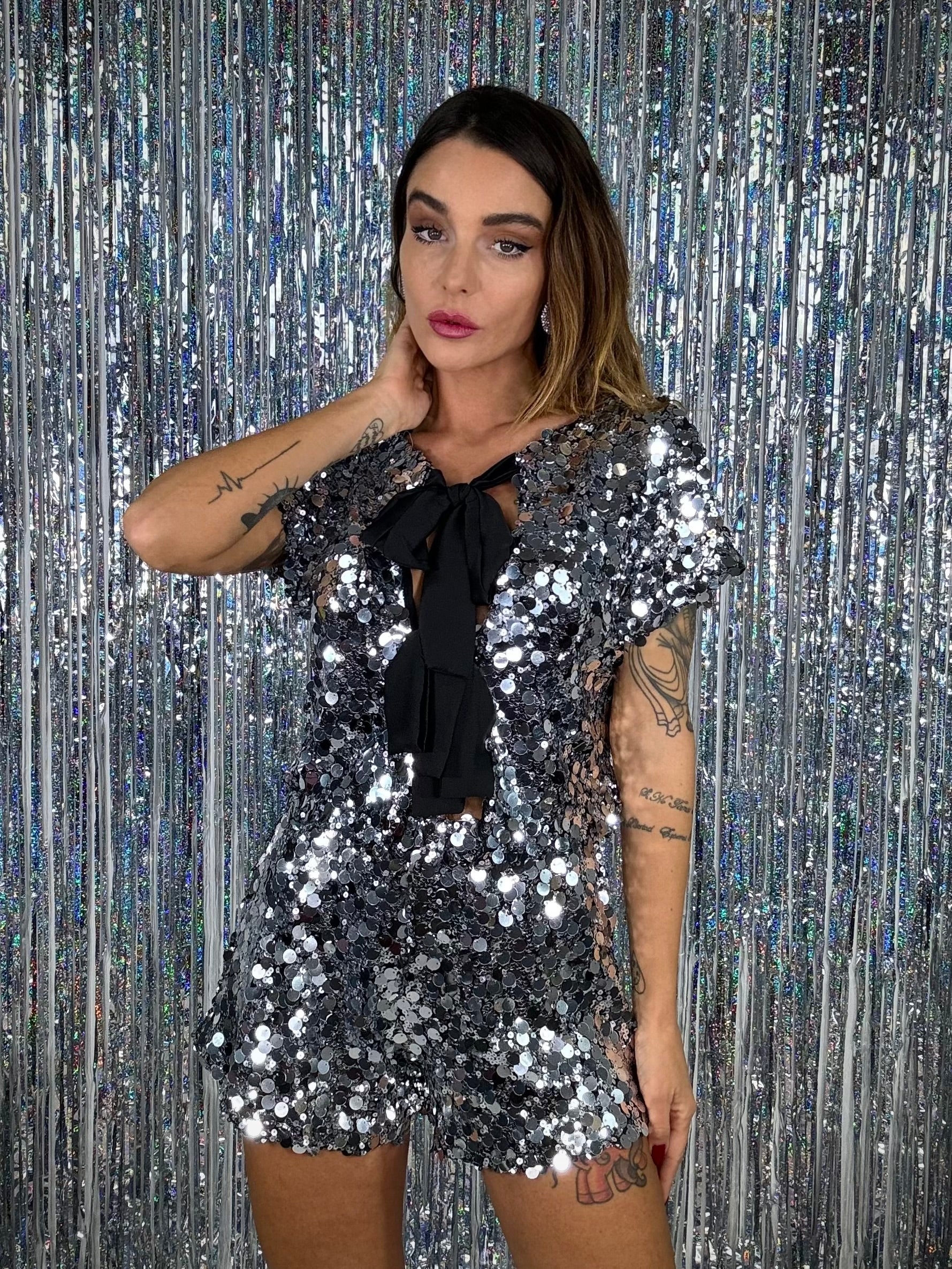 Shorts Paillettes - Argento