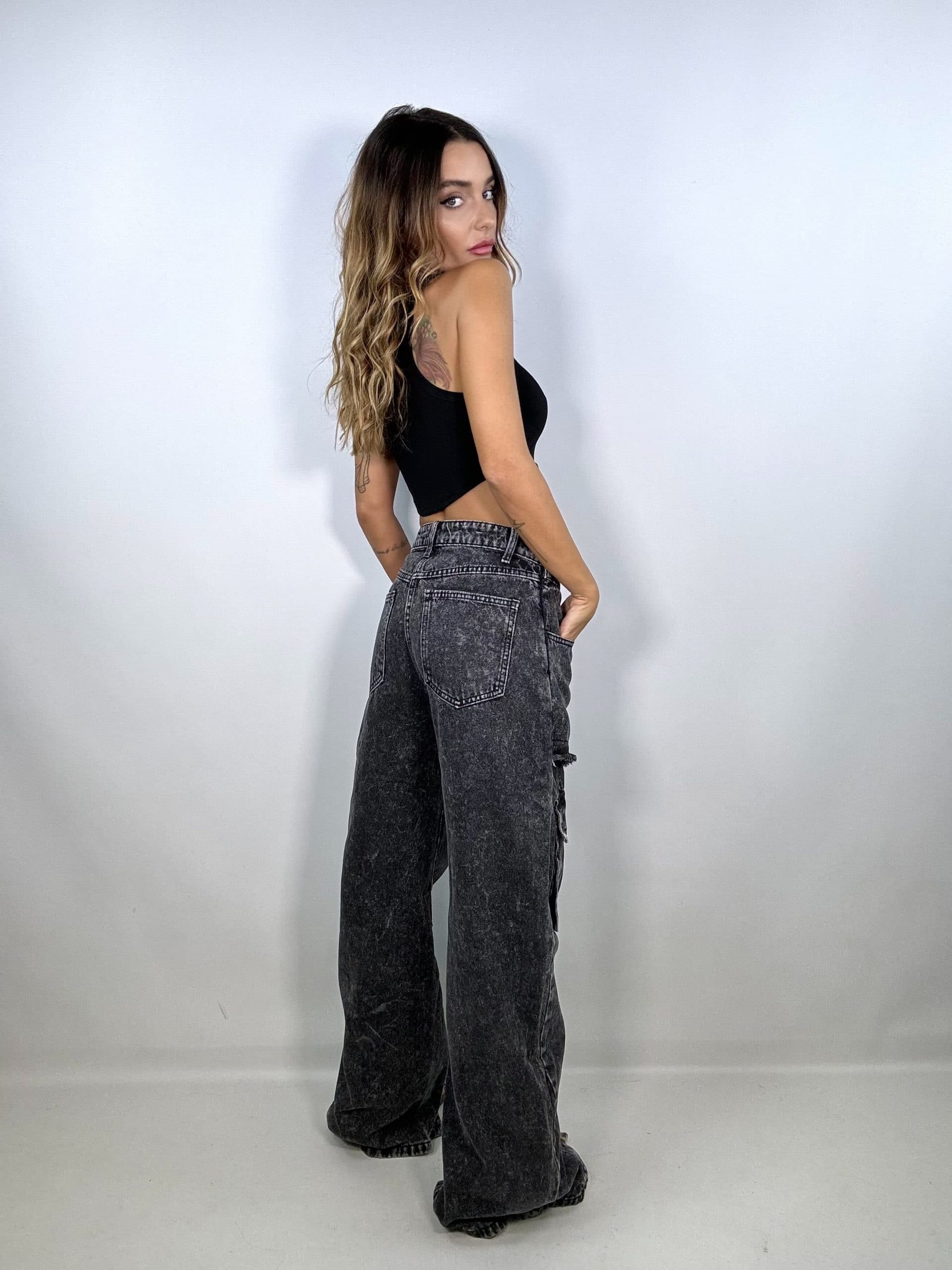 Jeans Vera Baddie  - Nero Slavato