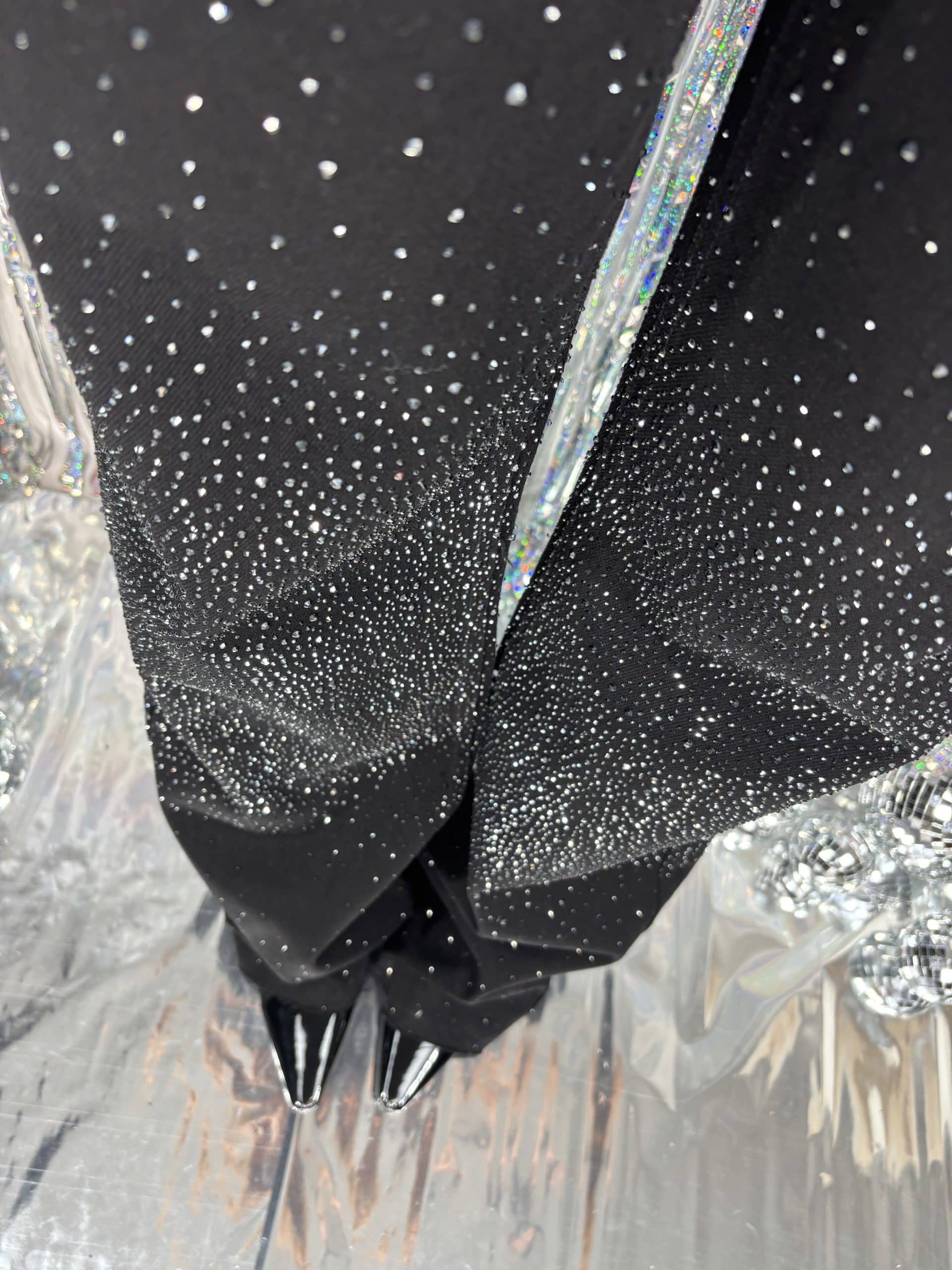 Jeans Wide Strass - Nero