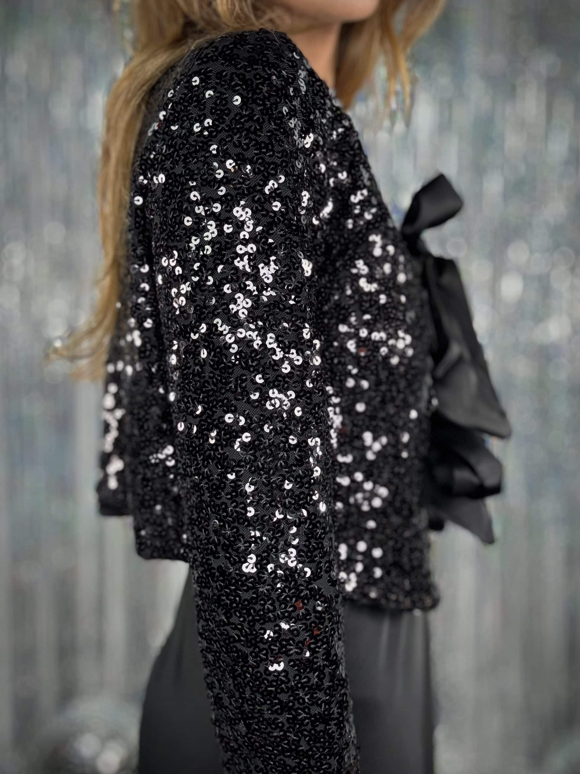 Maglia Paillettes con Fiocchi - Nero