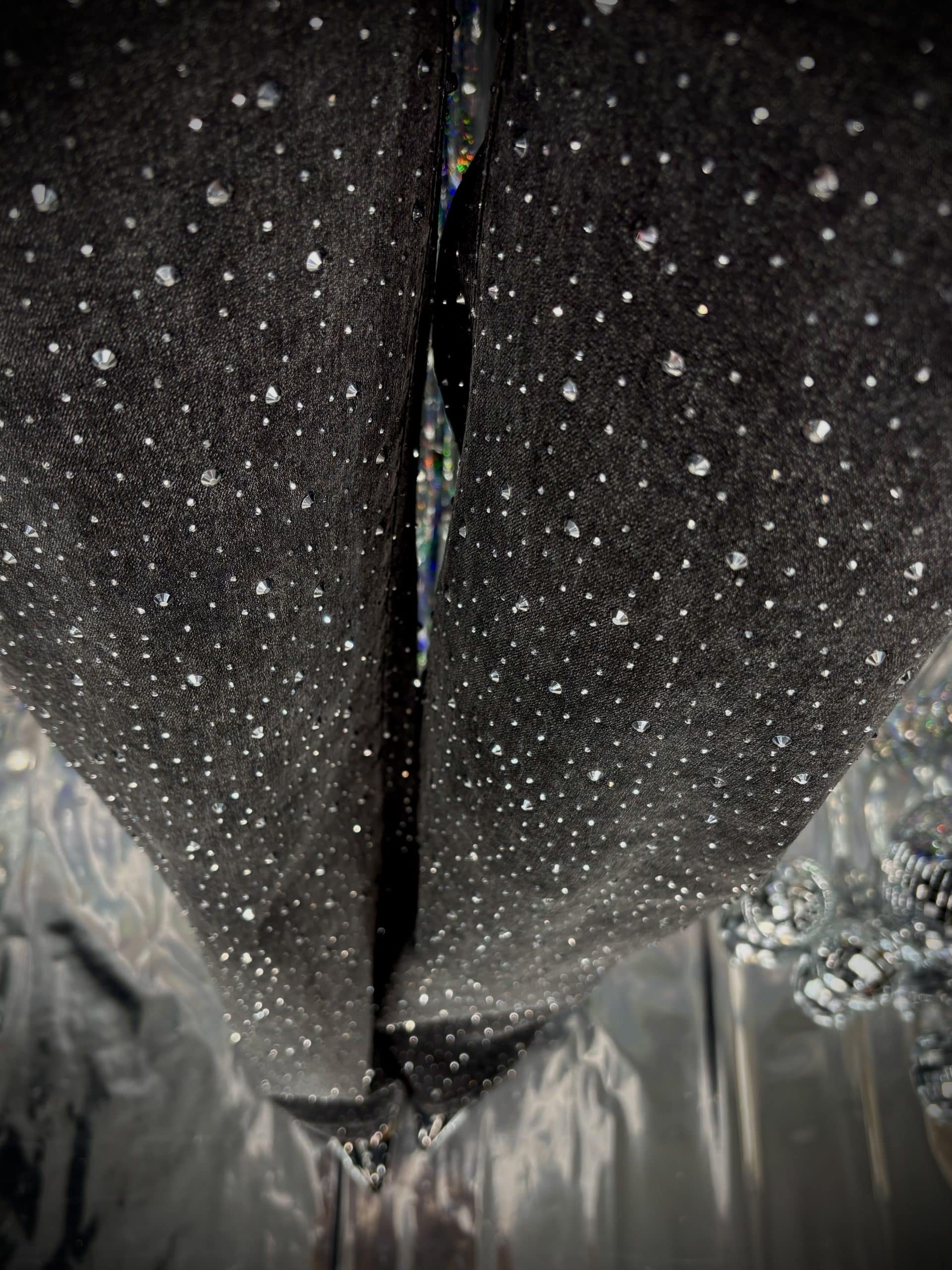 Jeans Wide Medium Waist Strass - Grigio