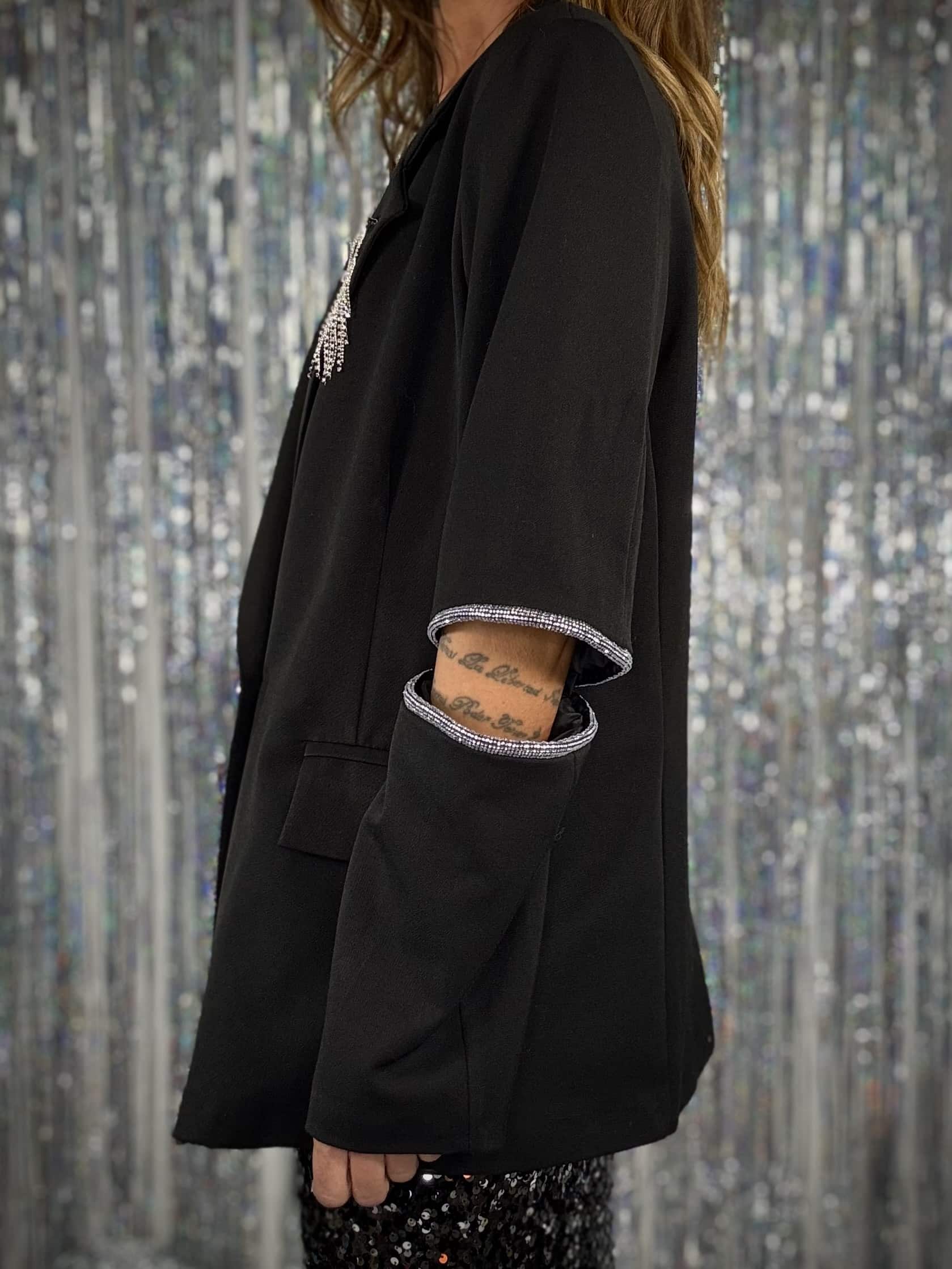 Blazer Cut out Strass - Nero