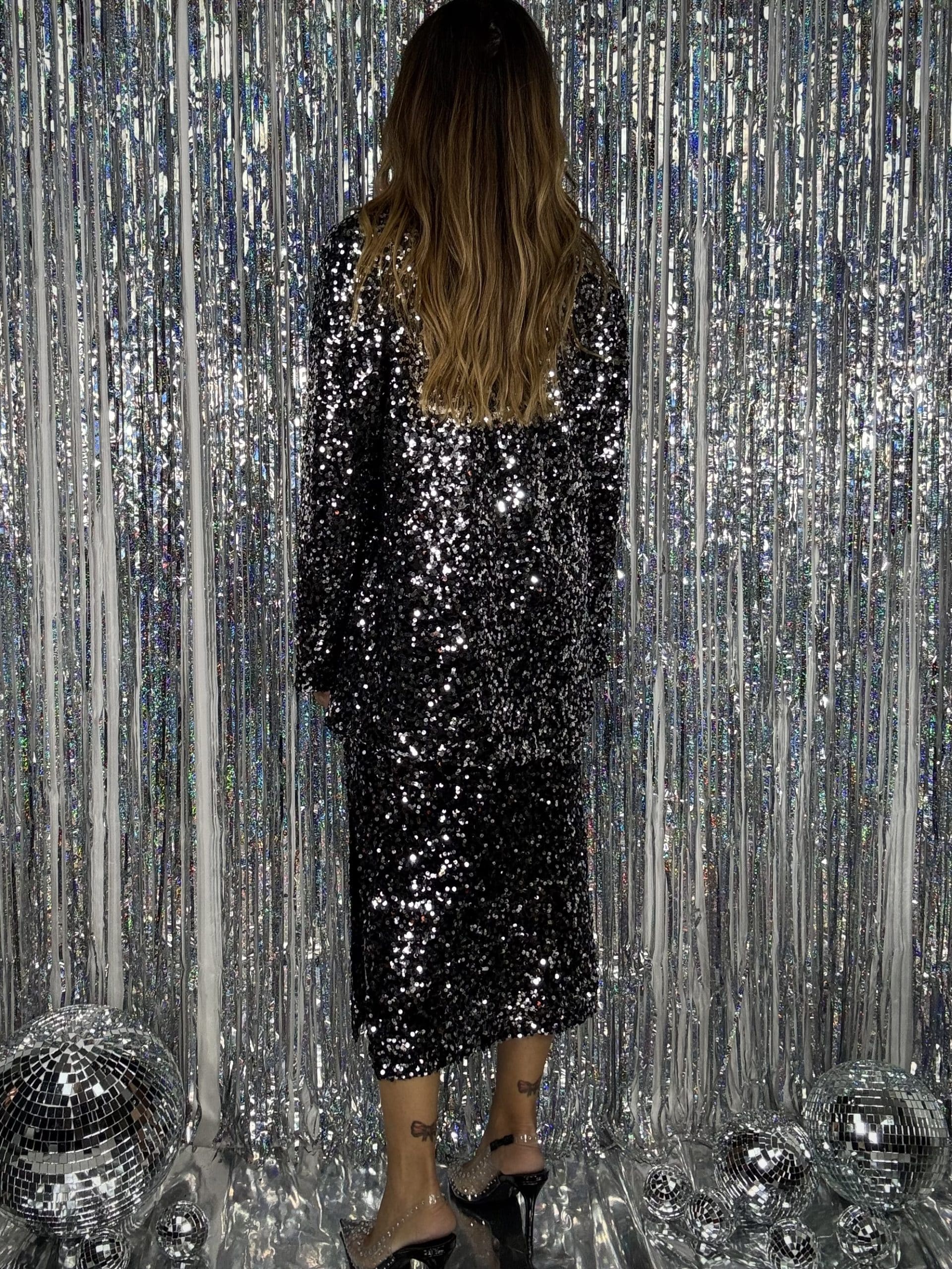 Blazer Paillettes - Argento / Nero