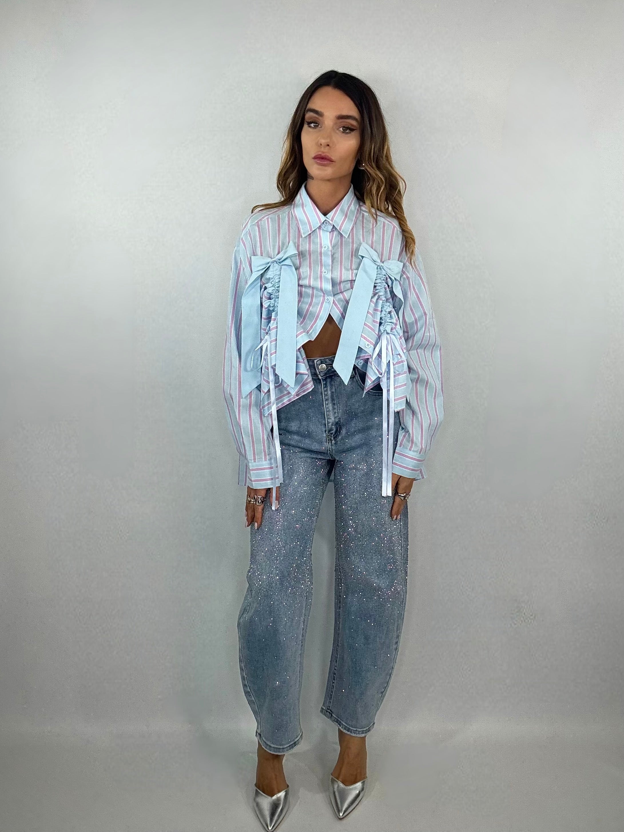 Jeans Balloon Strass - Denim