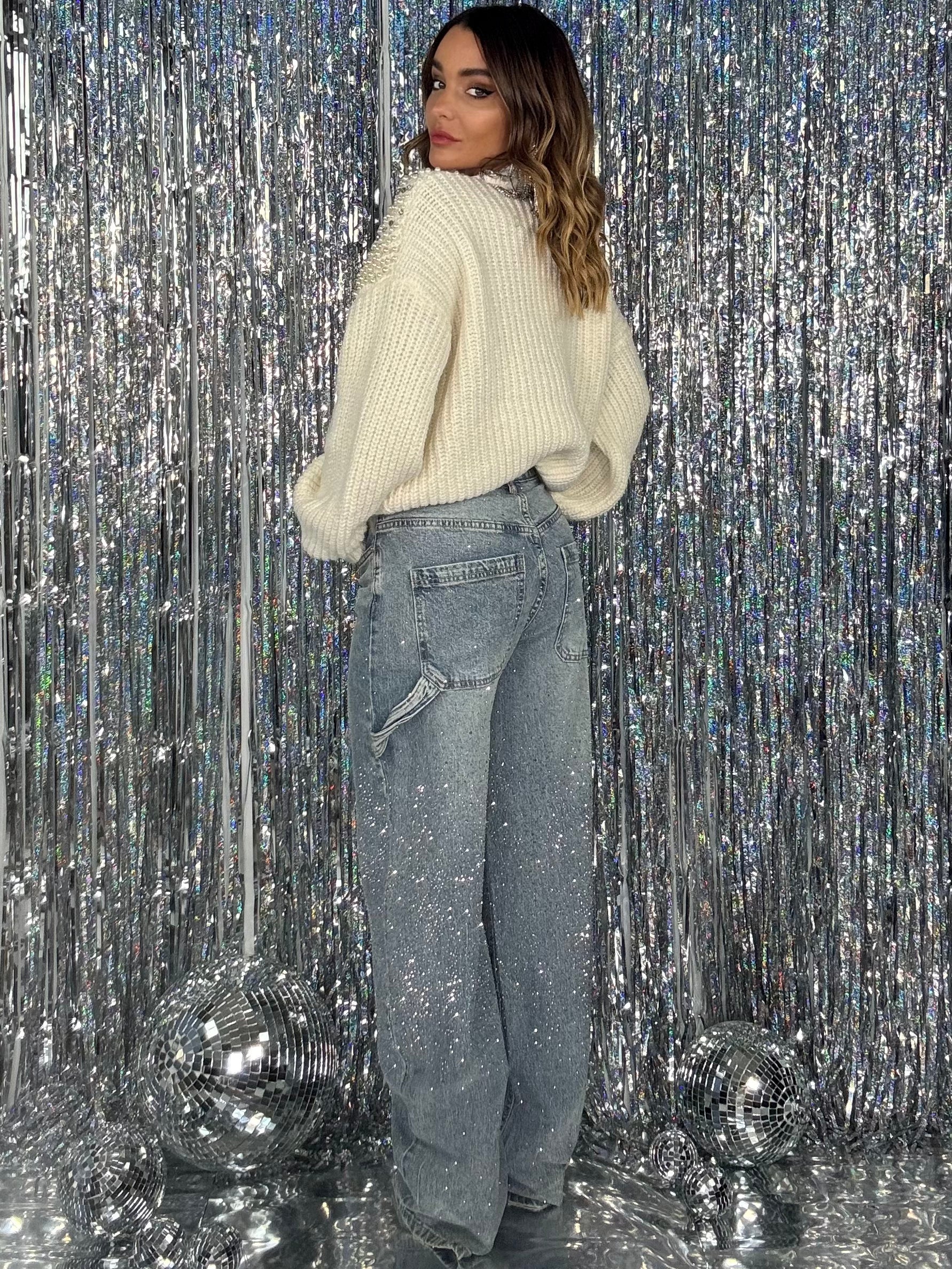 Jeans Baggy Strass - Denim Sabbiato.