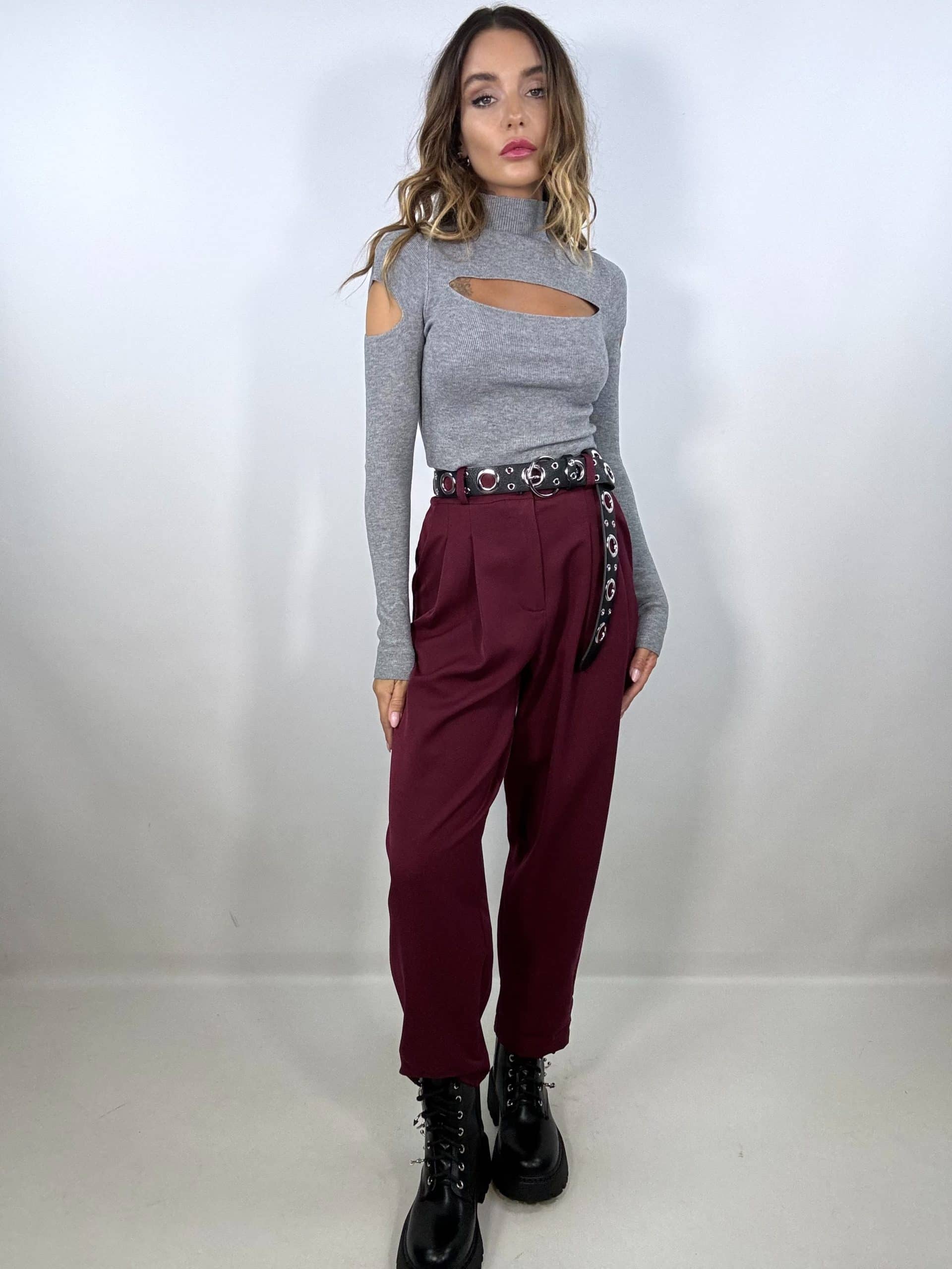 Maglia Crop con Cut Out - Grigio.