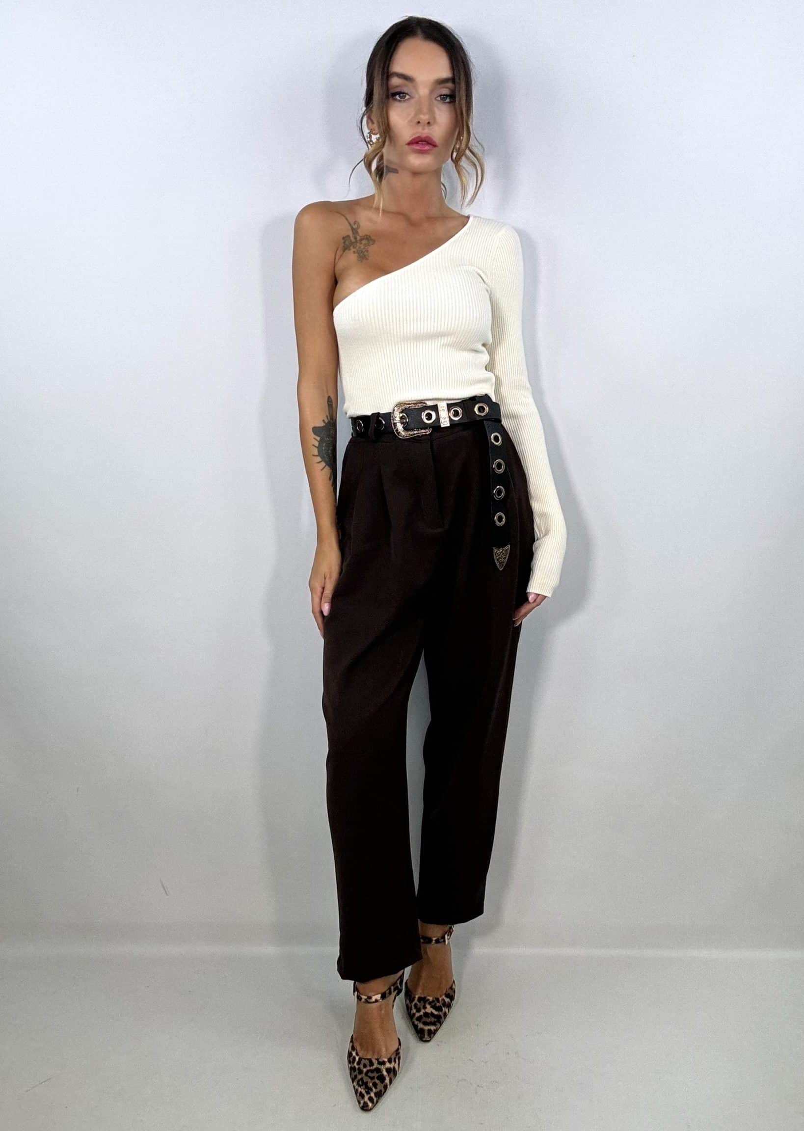 Pantaloni Doppia Pinces - Marrone.