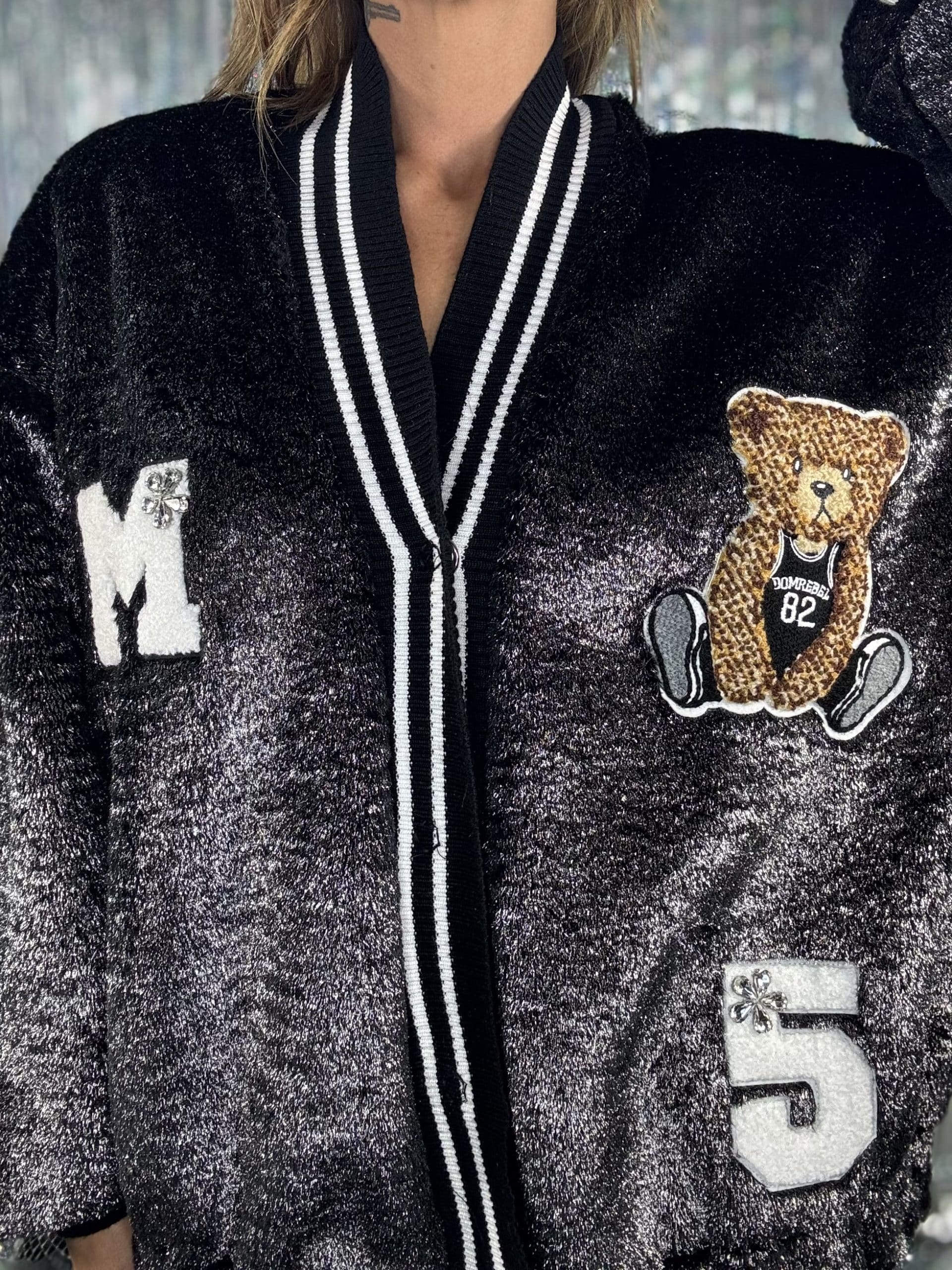 Cardigan Pelliccia Orsetto - Argento