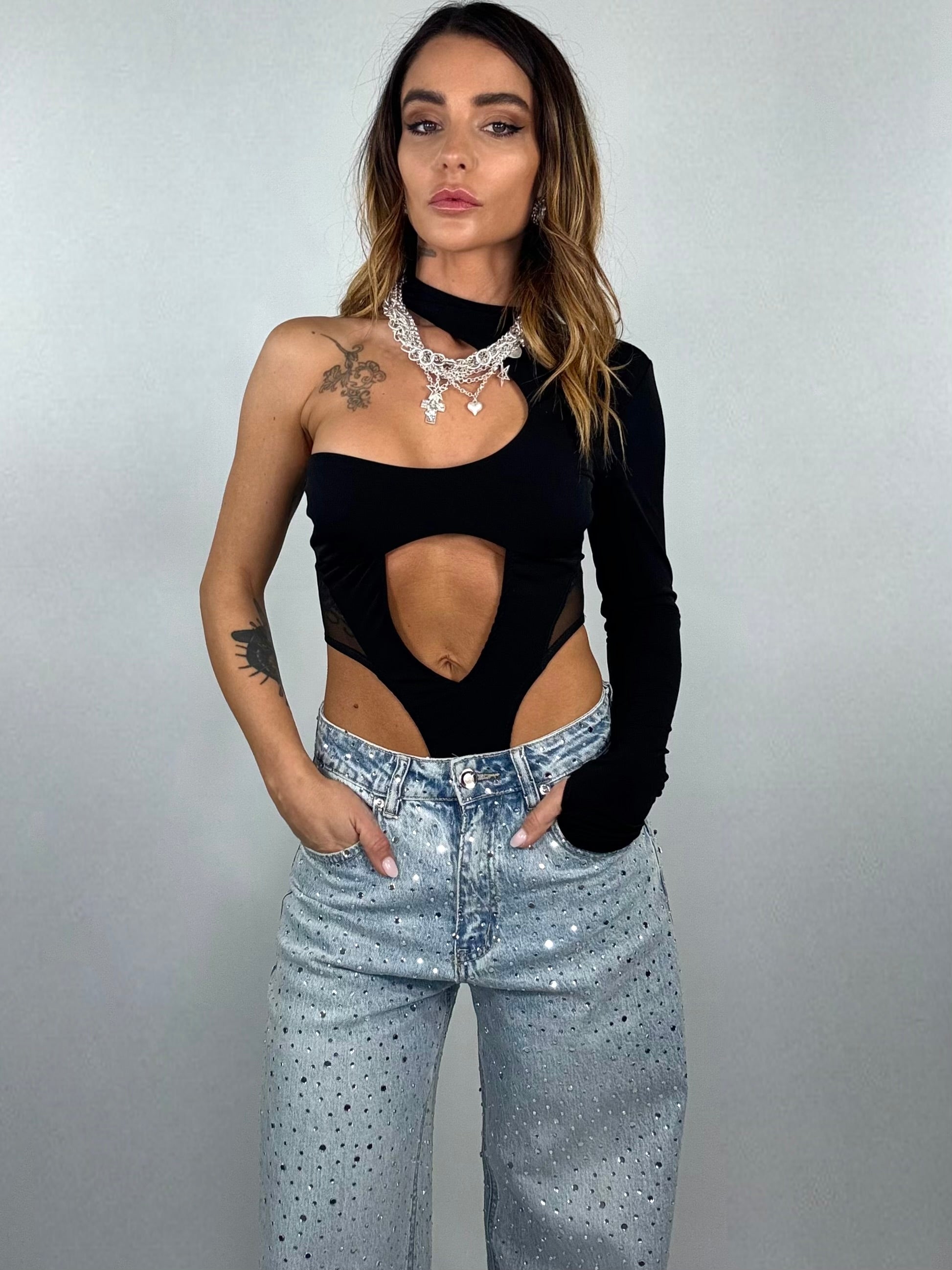 Body Super Sgambato Cut Out - Nero