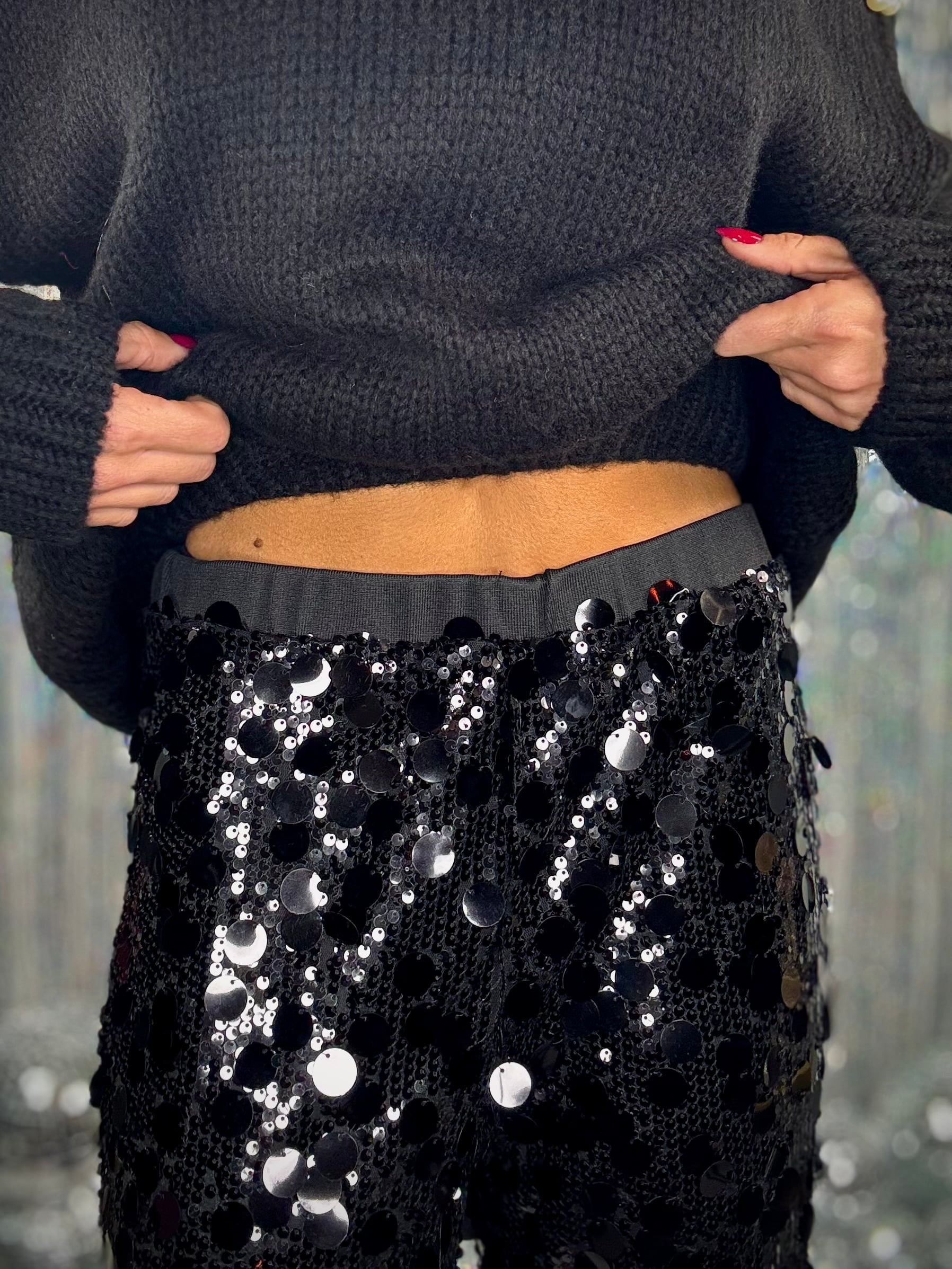 Pantaloni Paillettes Grandi - Nero