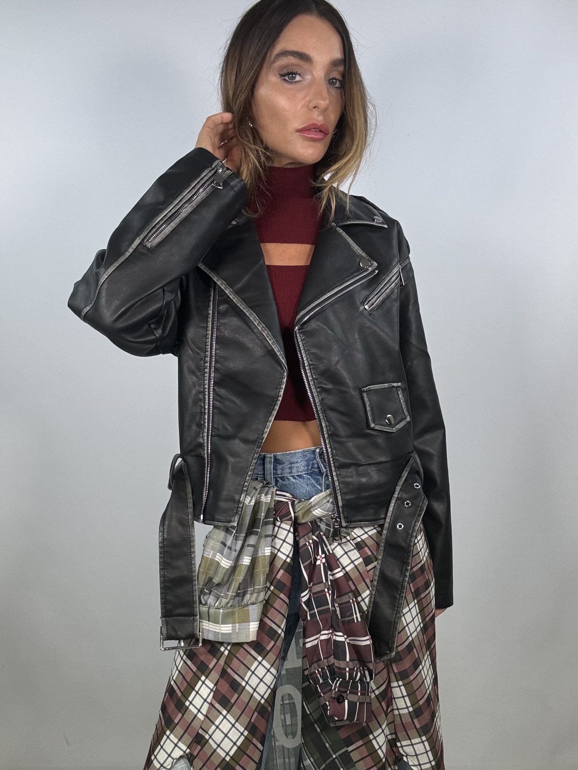 Chiodo Kurl Crop - Nero