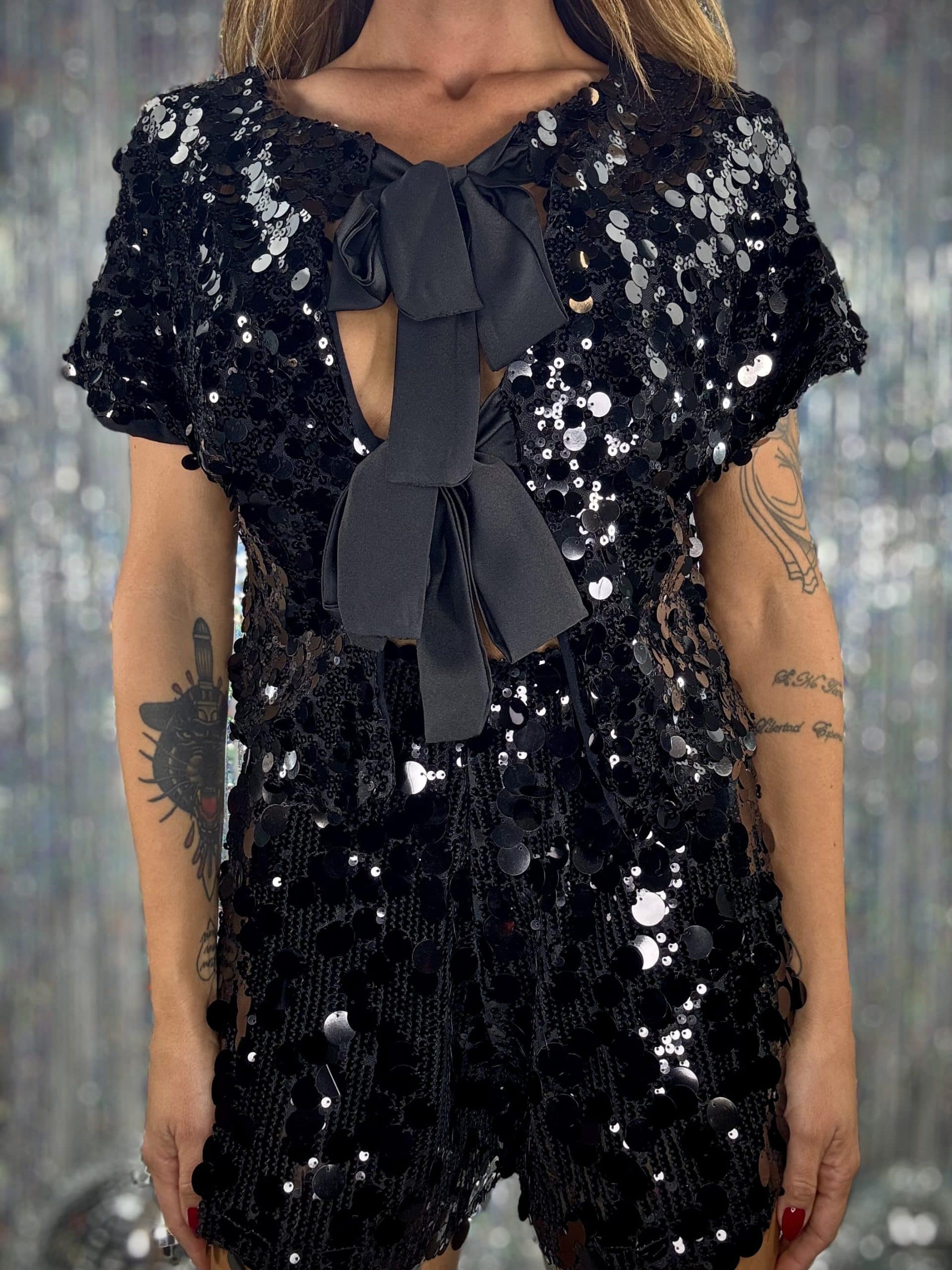 Shorts Paillettes - Nero
