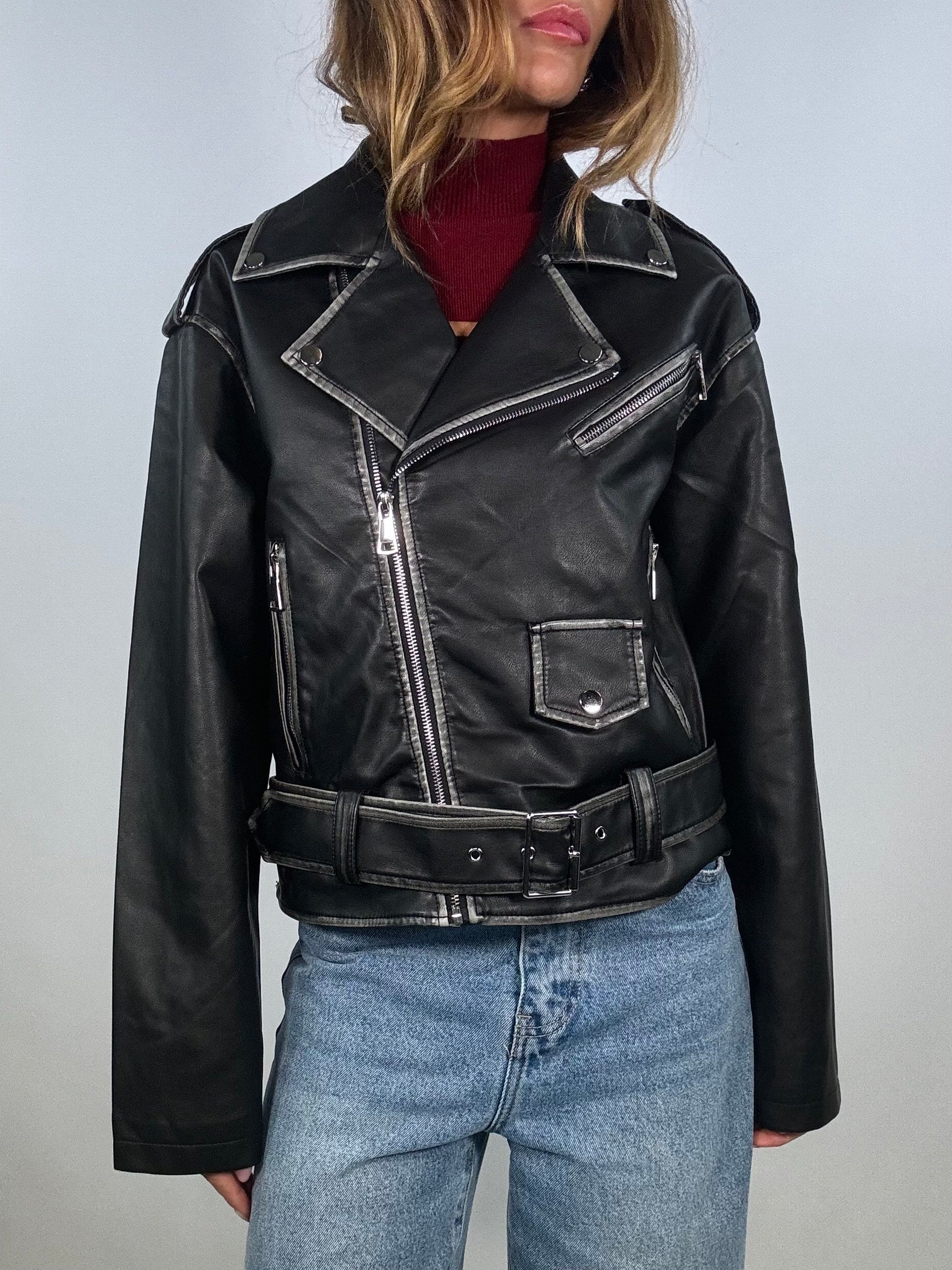 Chiodo Kurl Crop - Nero