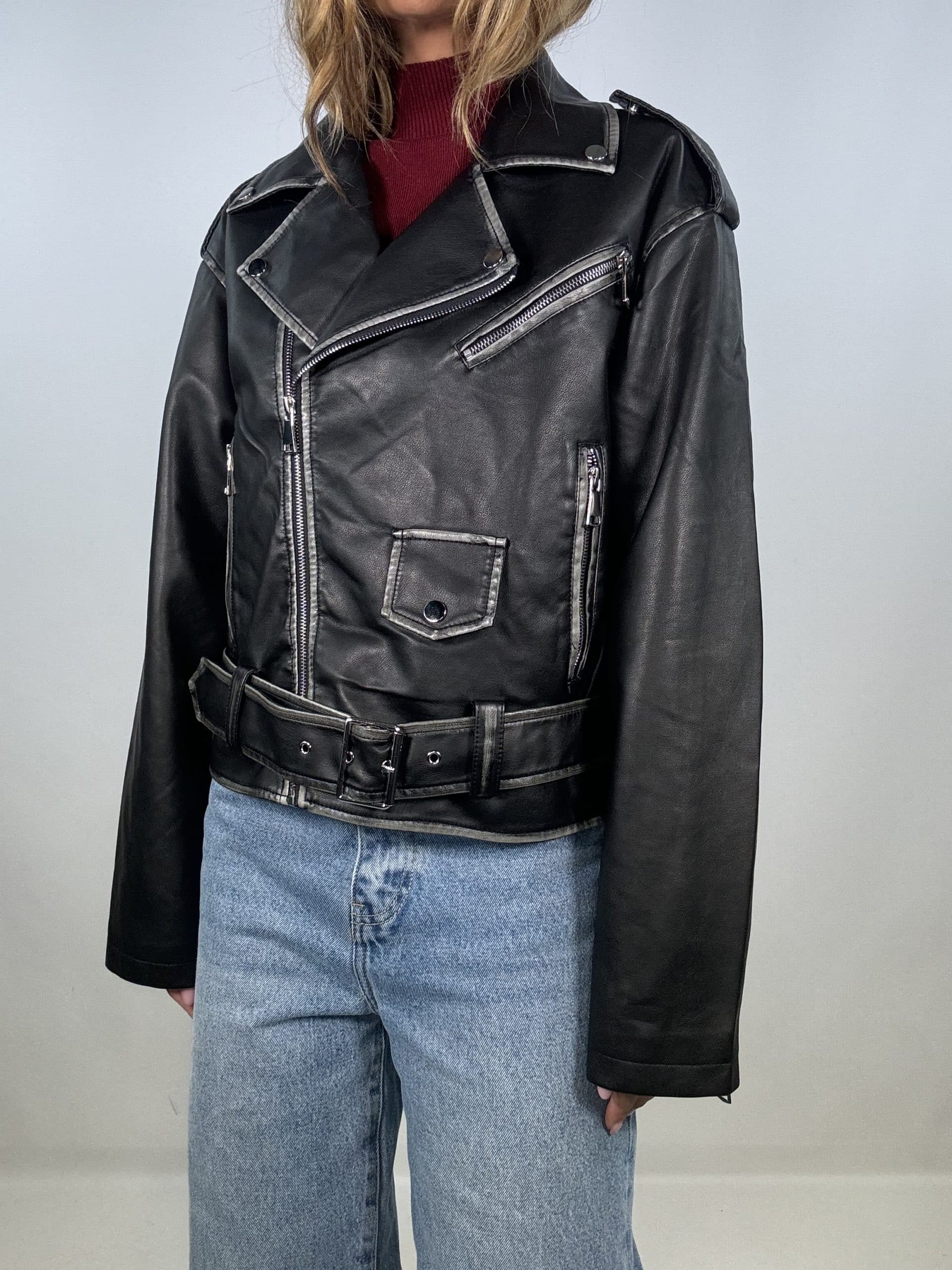 Chiodo Kurl Crop - Nero
