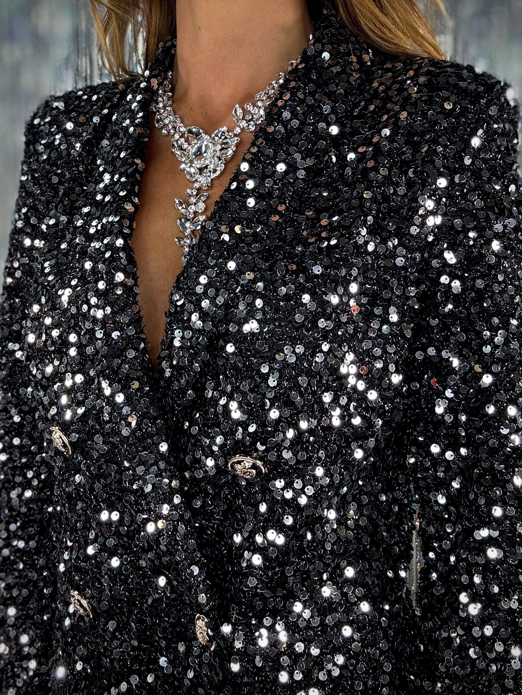 Blazer Dress Paillettes - Nero/ Argento