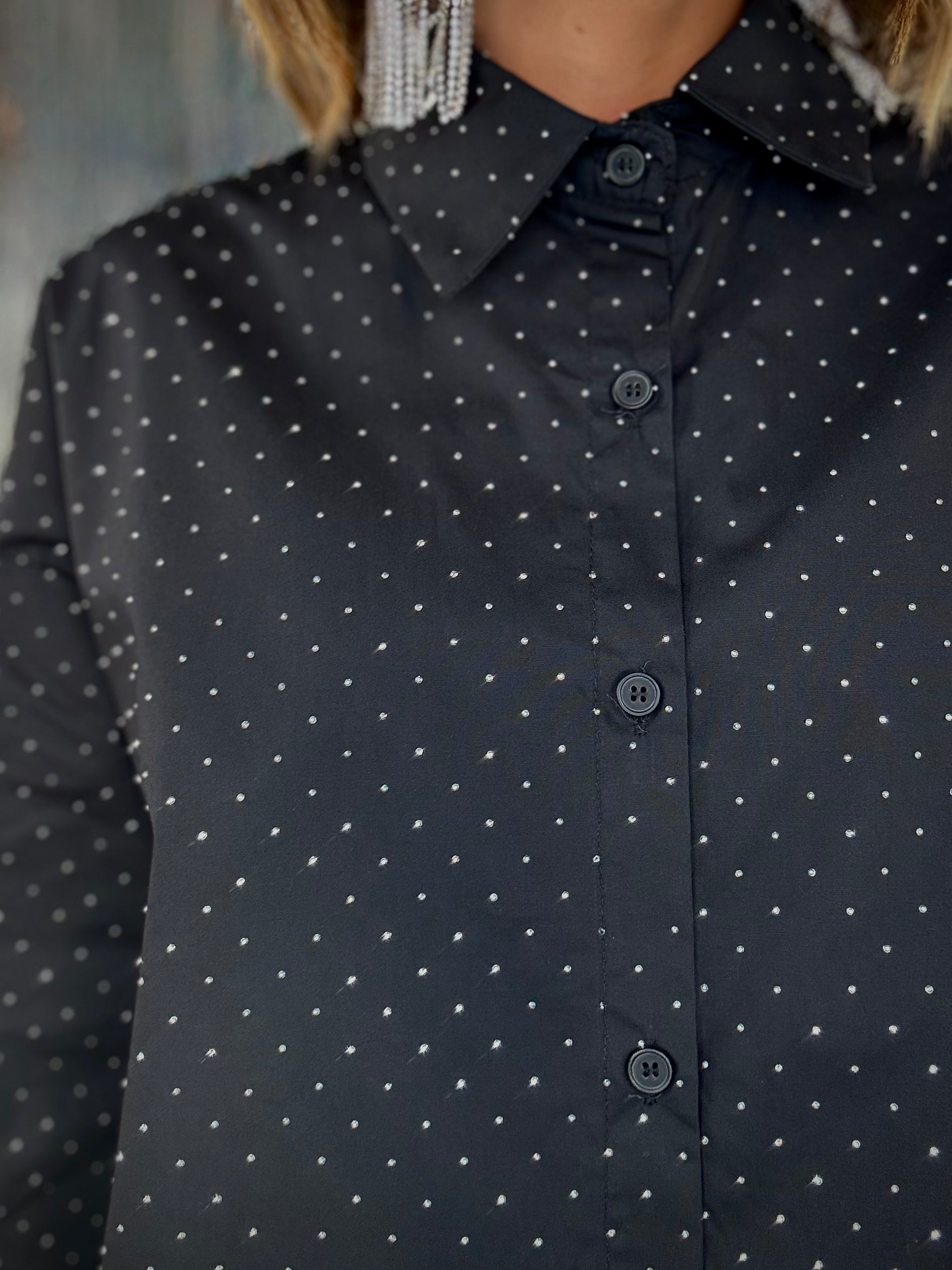 Camicia Super Over con Strass - Nero