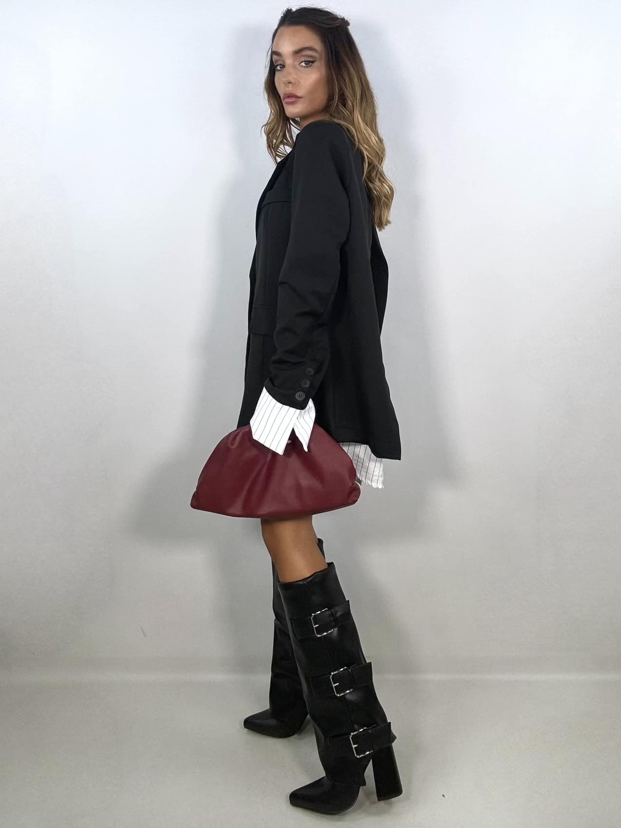 Blazer Oversize con Cut Out Camicia - Nero