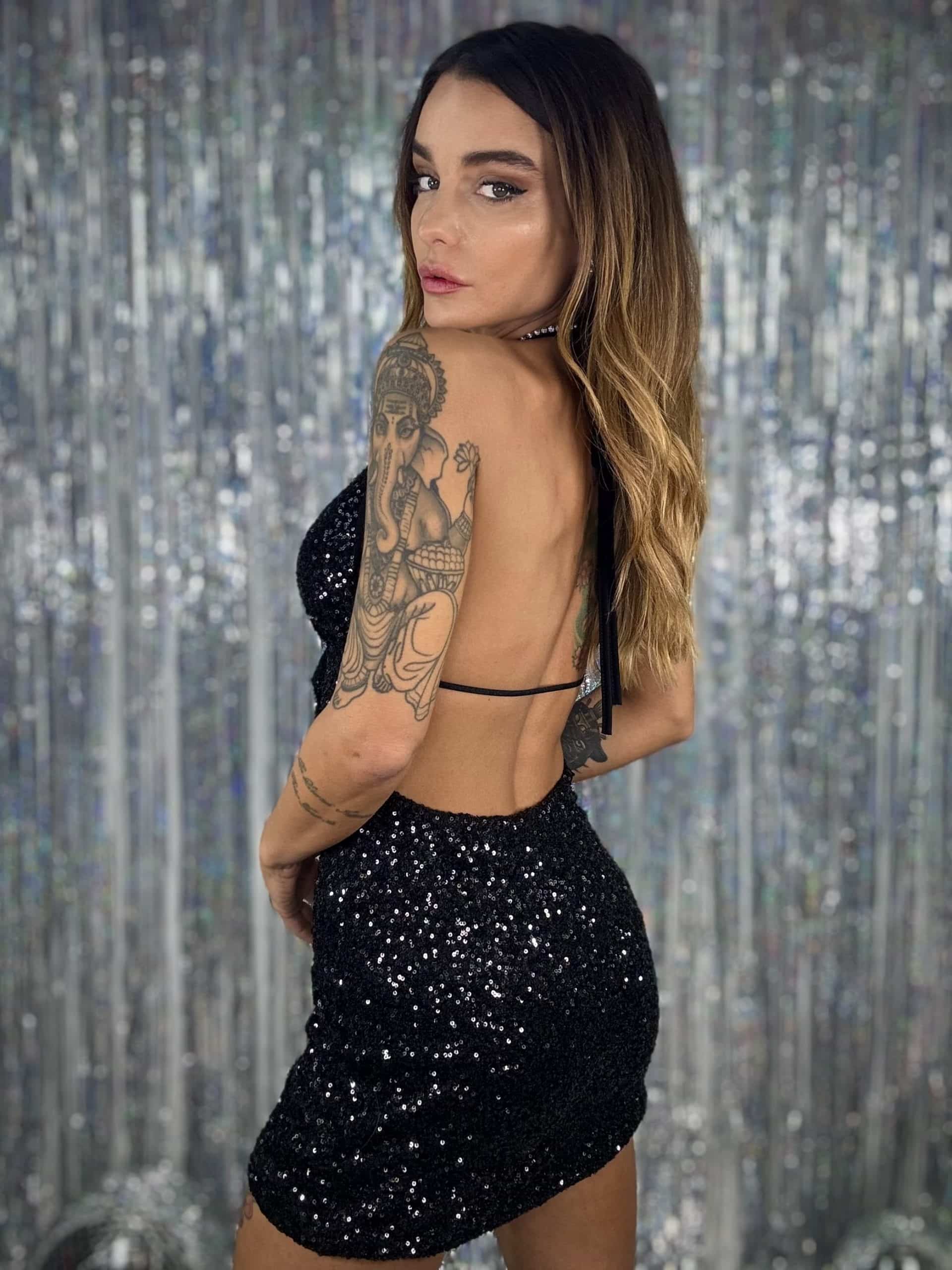 Mini Dress Paillettes - Nero