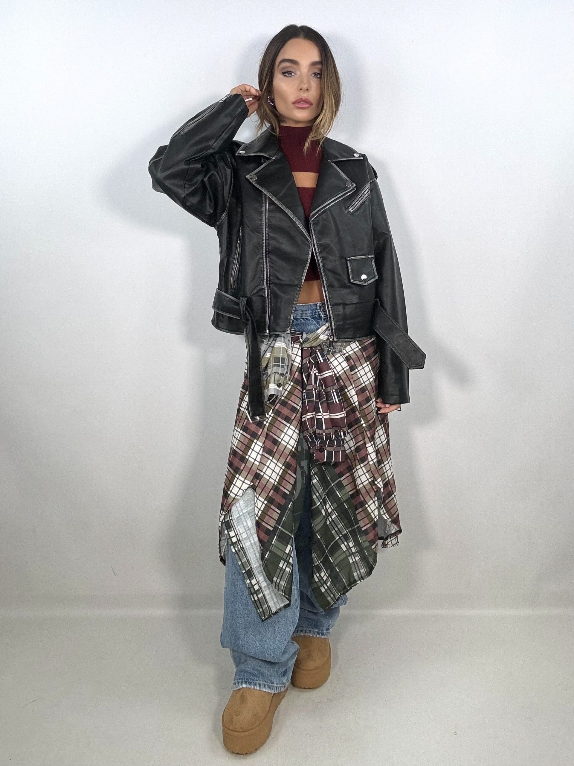 Maglia Crop con Cut Out - Bordeaux