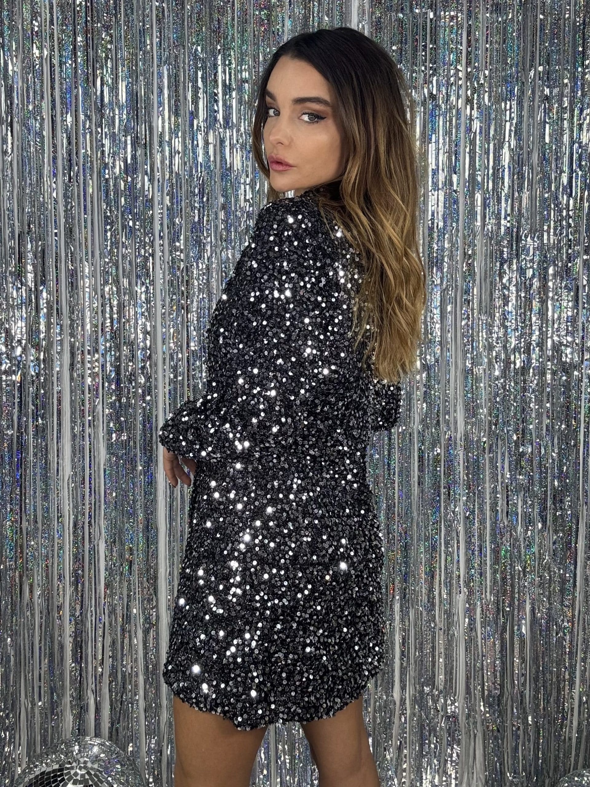 Blazer Dress Paillettes - Nero/ Argento