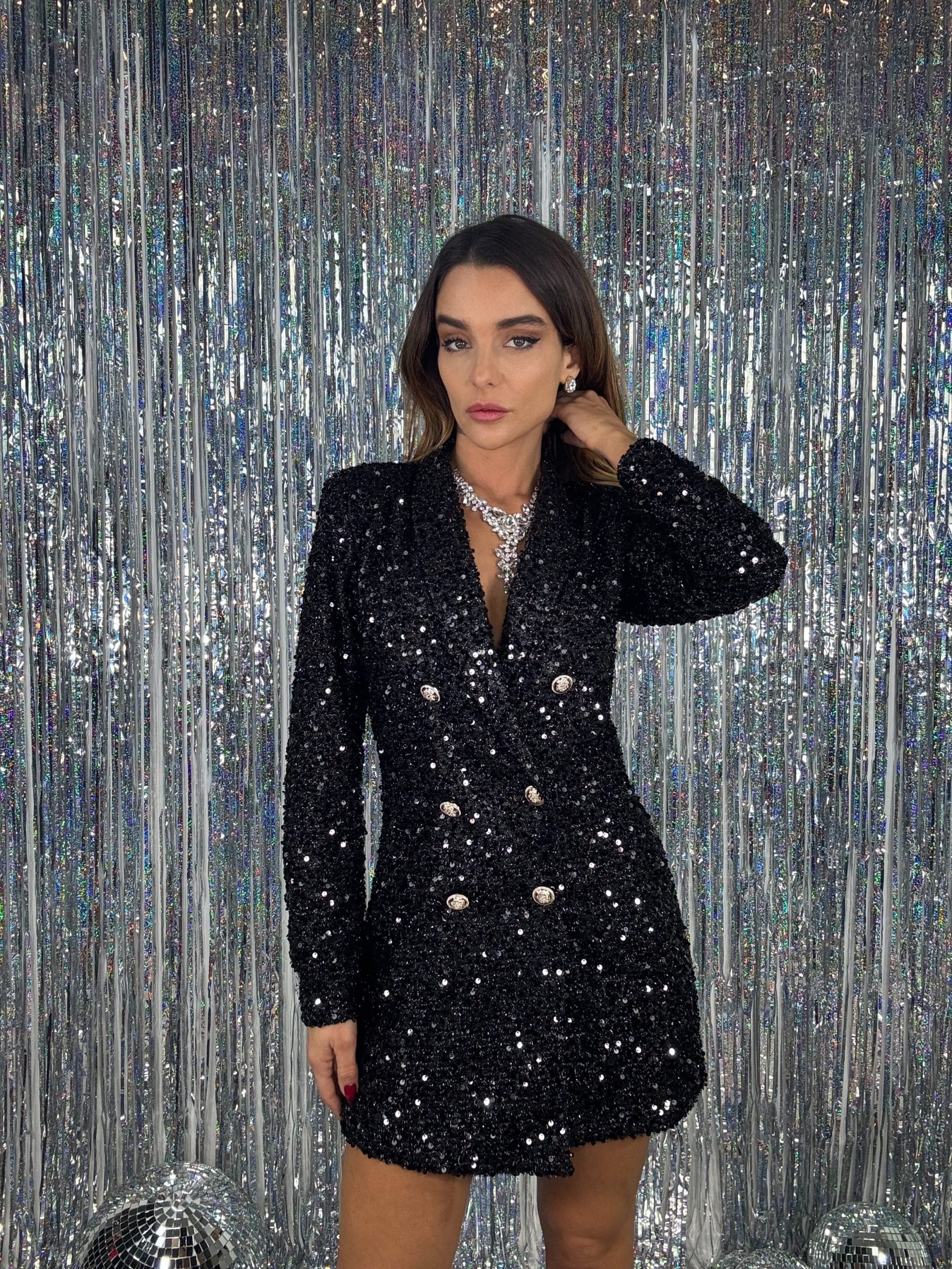Blazer Dress Paillettes - Nero