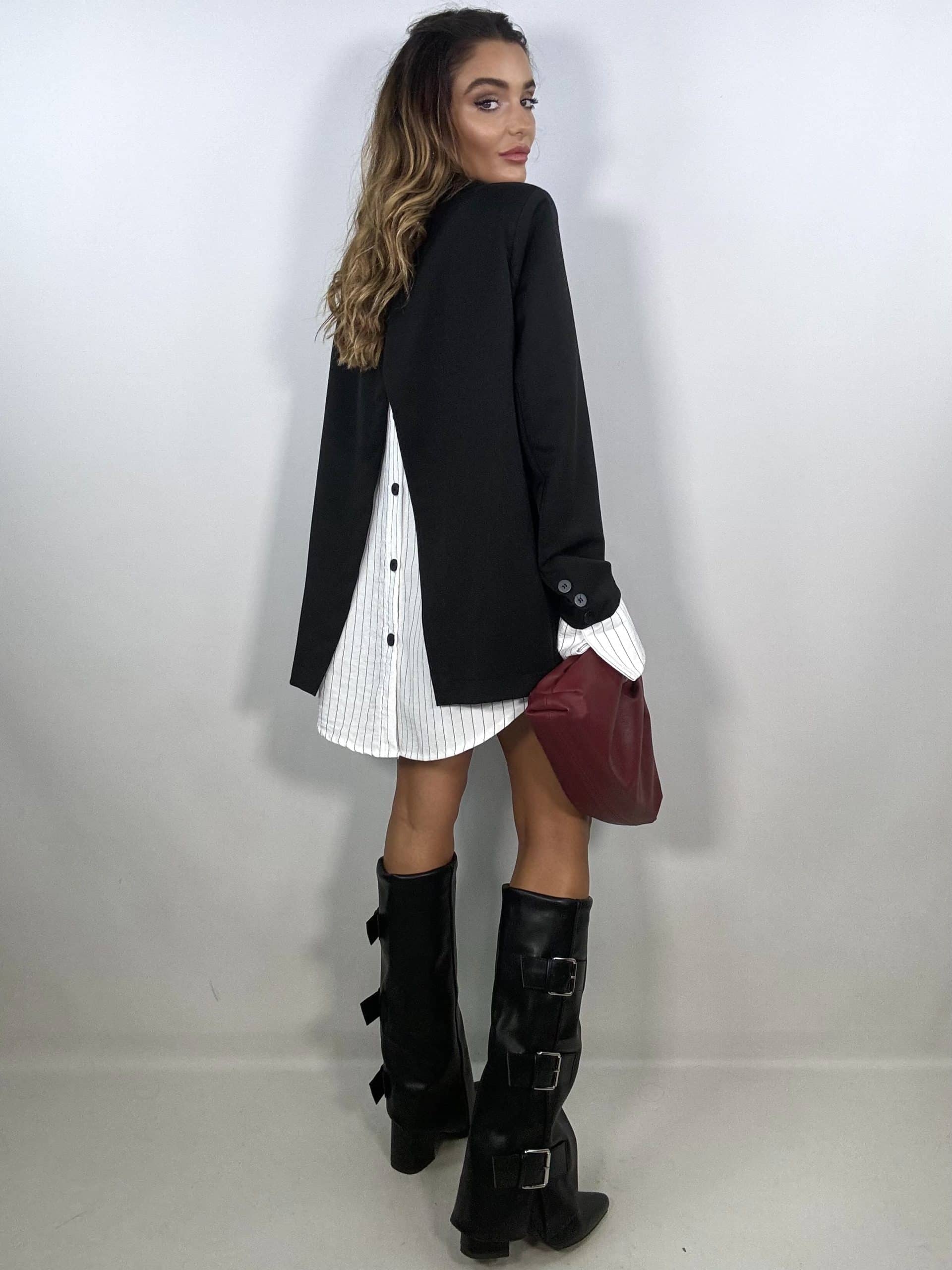 Blazer Oversize con Cut Out Camicia - Nero