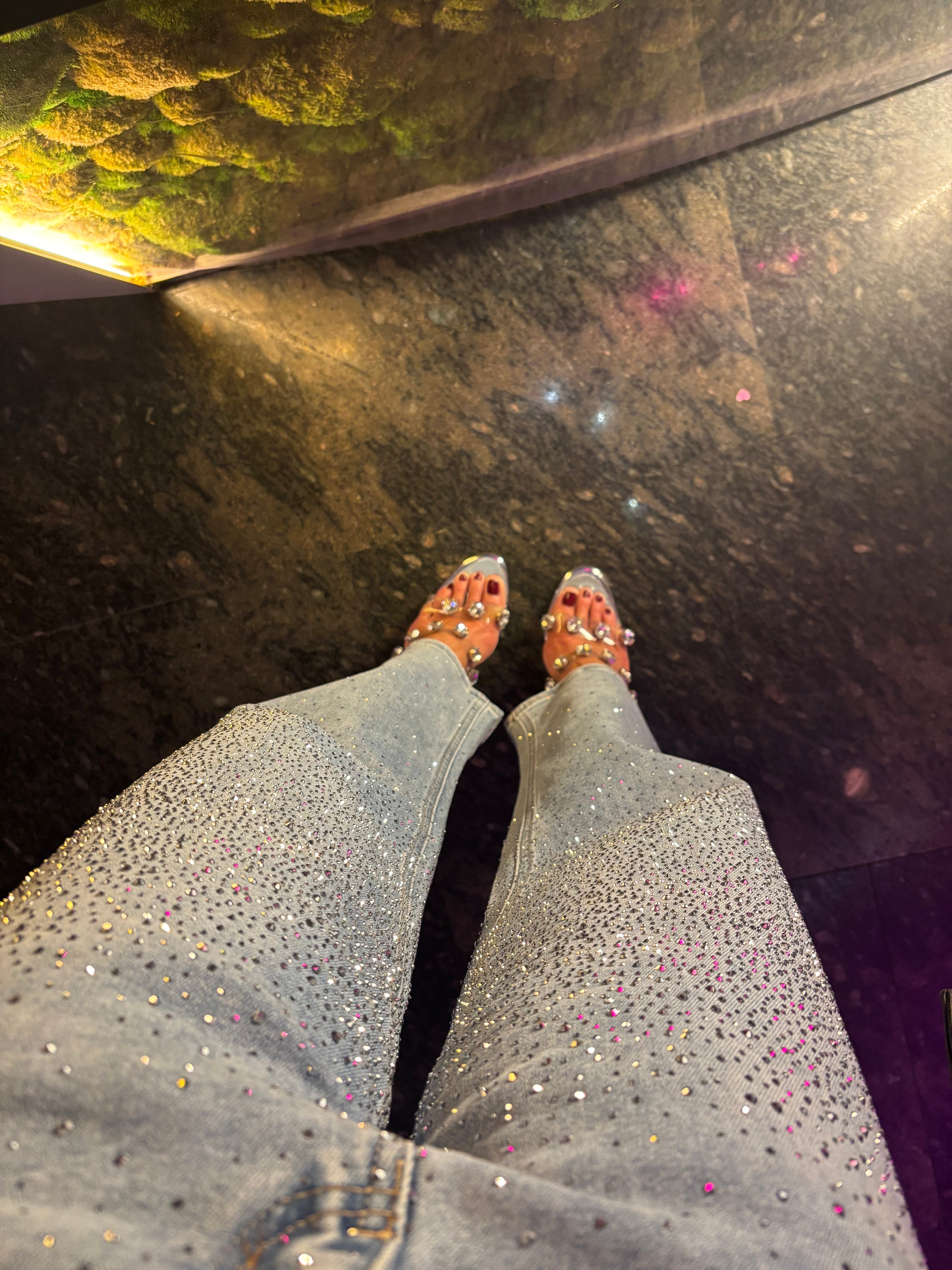 Jeans Balloon Strass - Denim