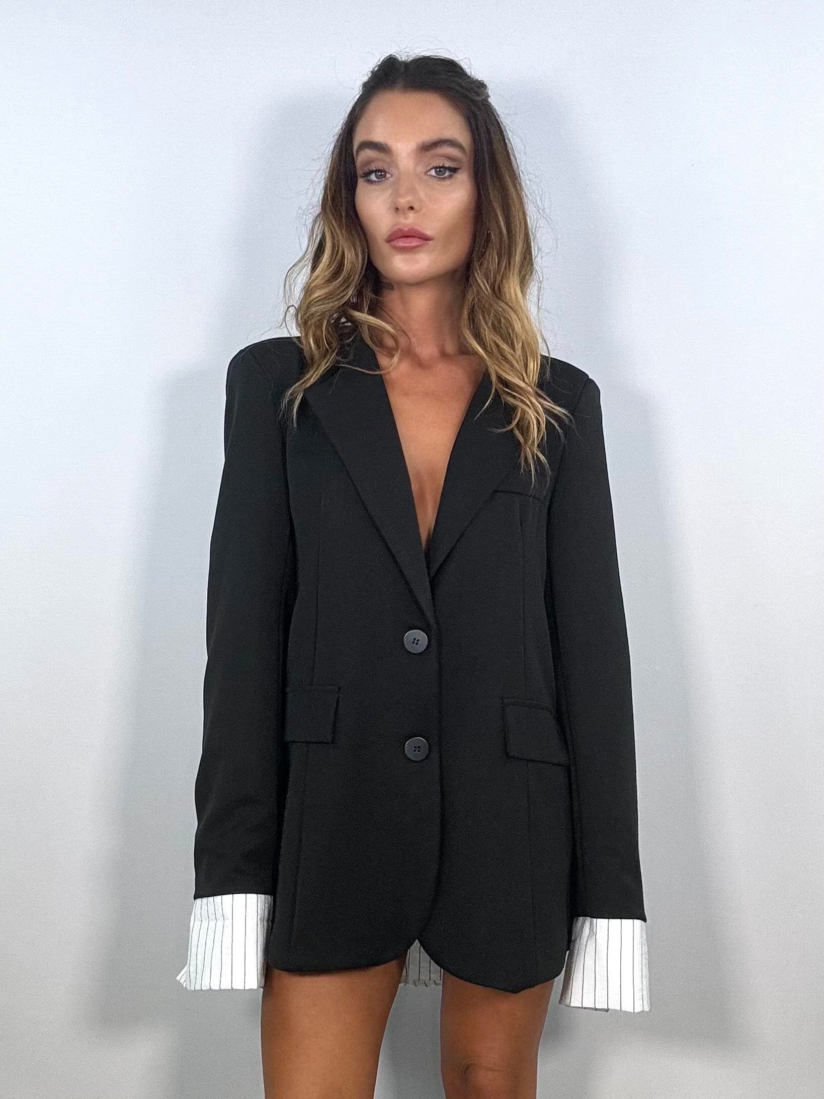 Blazer Oversize con Cut Out Camicia - Nero