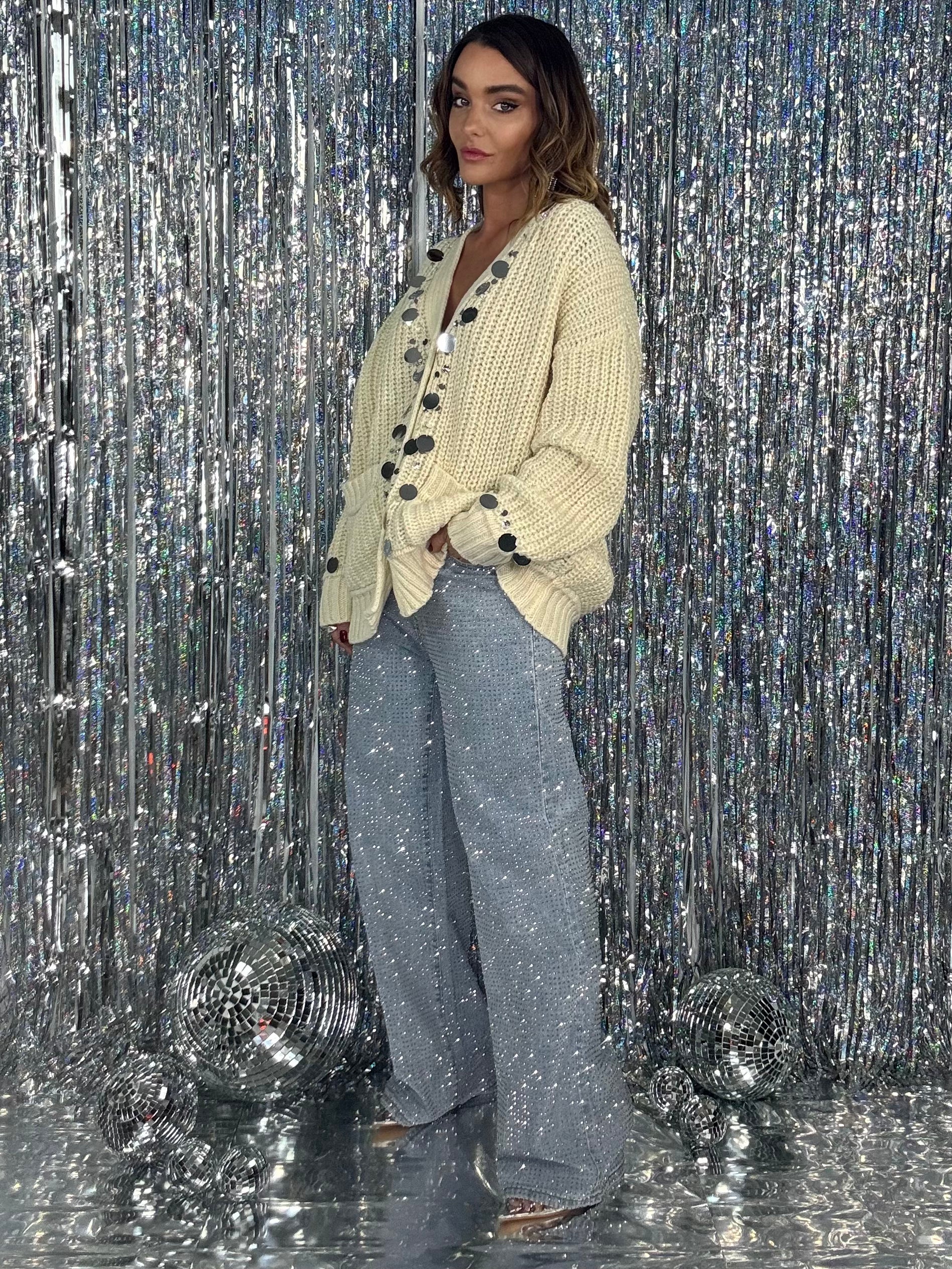 Jeans Wide Strass - Denim.