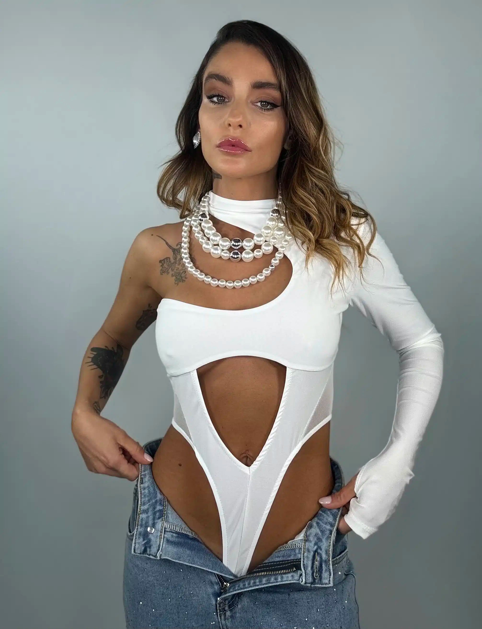 BodySuper Sgambato Cut Out - Bianco