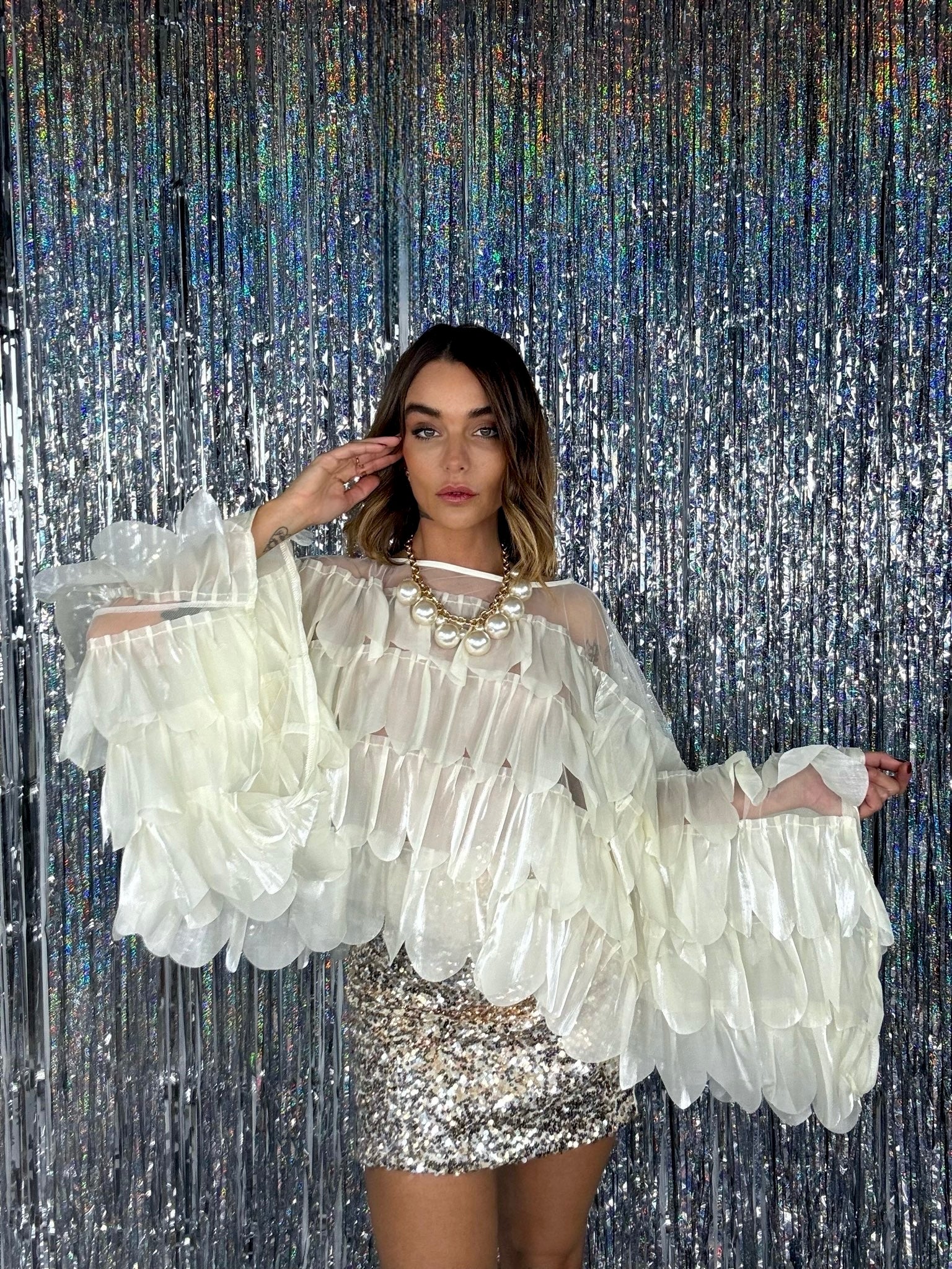 Blusa Petali Chiffon- Crema