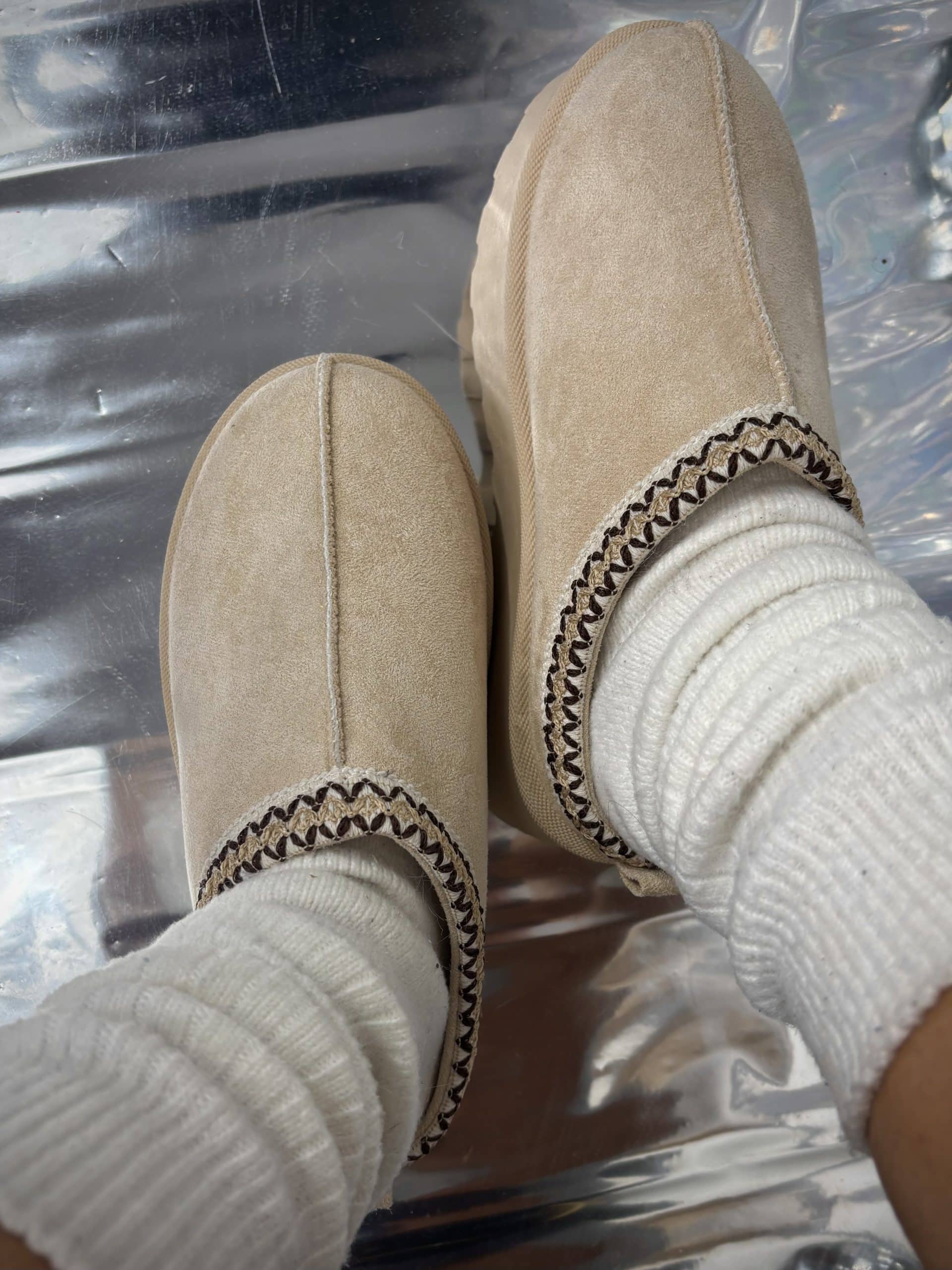 Sabot Platform con Pelo - Beige