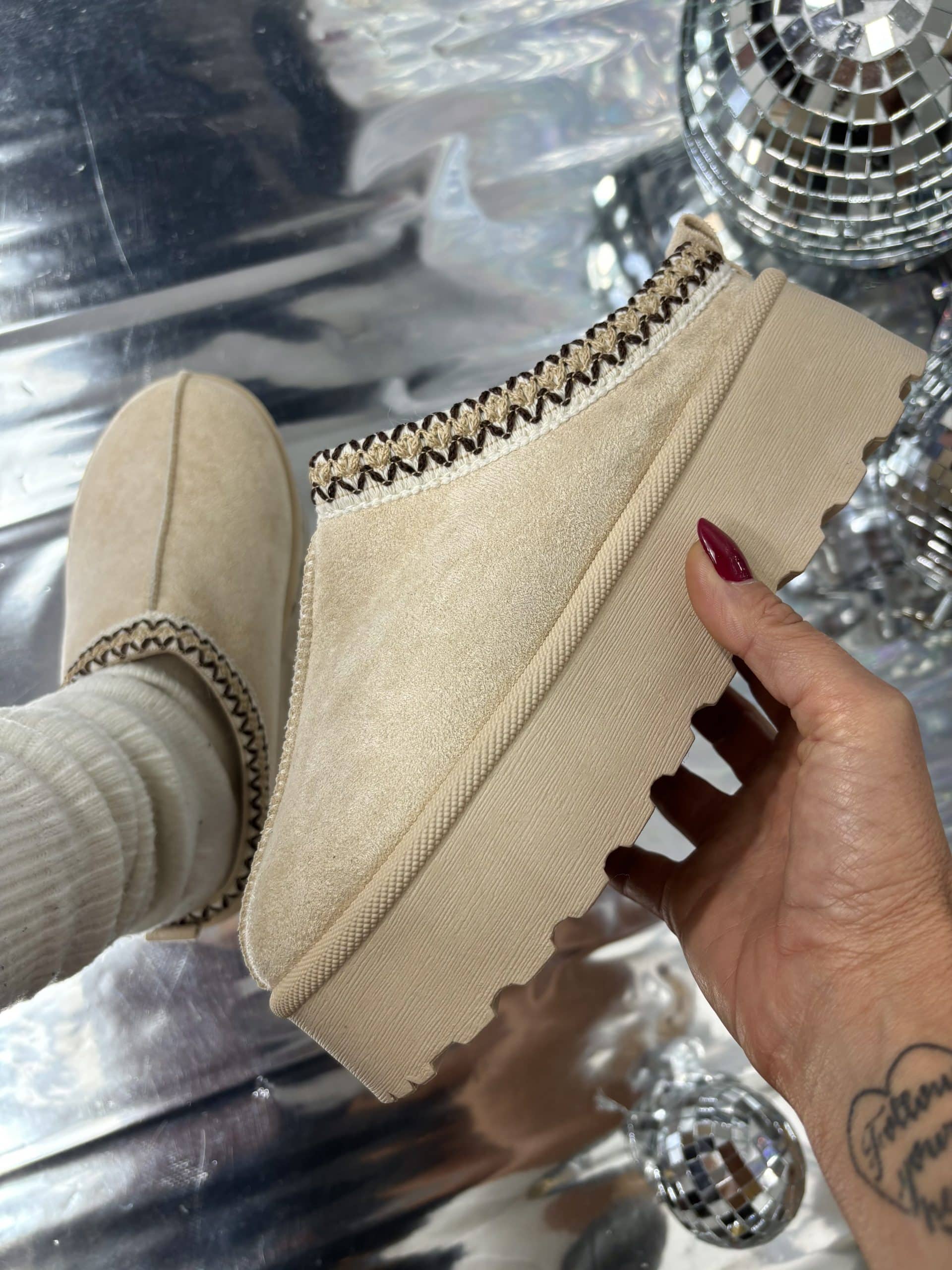 Sabot Platform con Pelo - Beige
