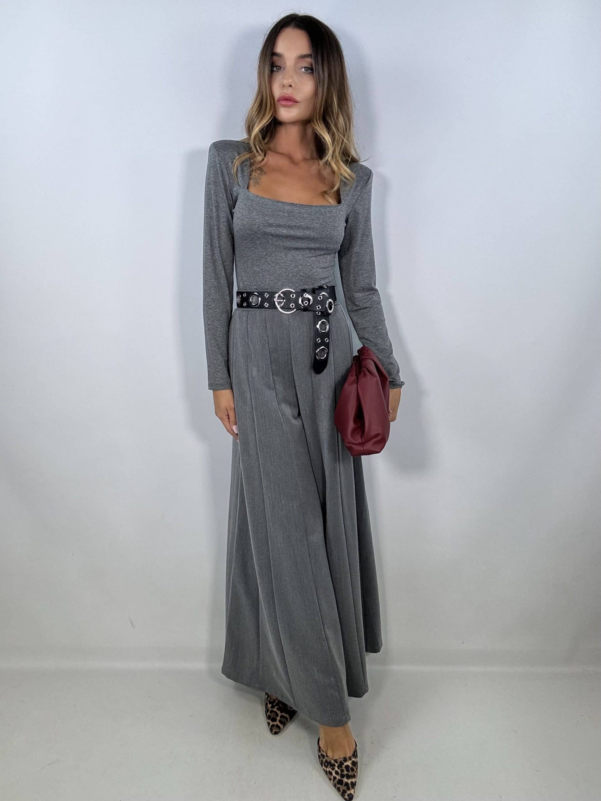Maglia Basic con Spalline Imbottite - Grigio