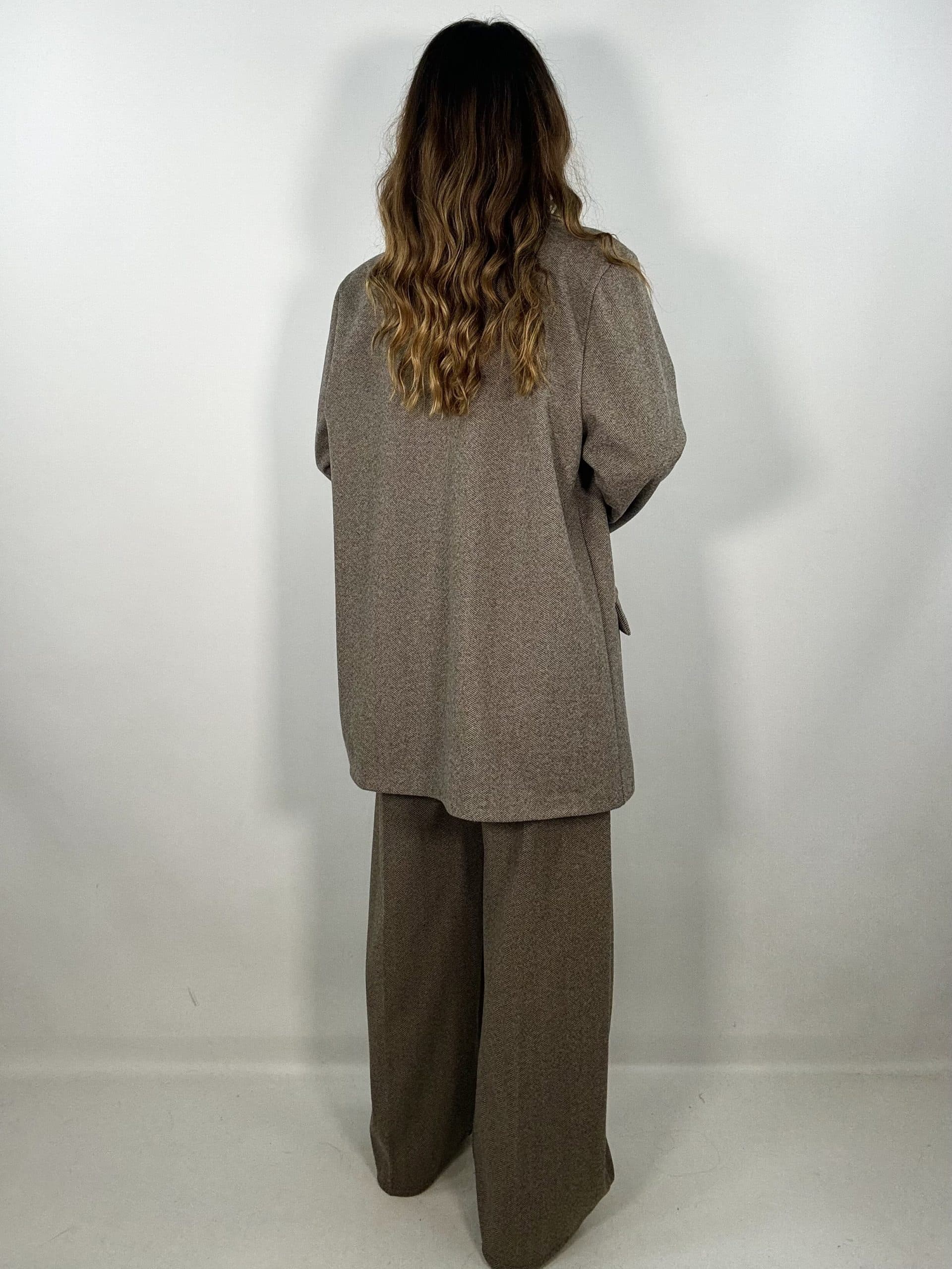 Pantaloni Wide Spigato - Marrone