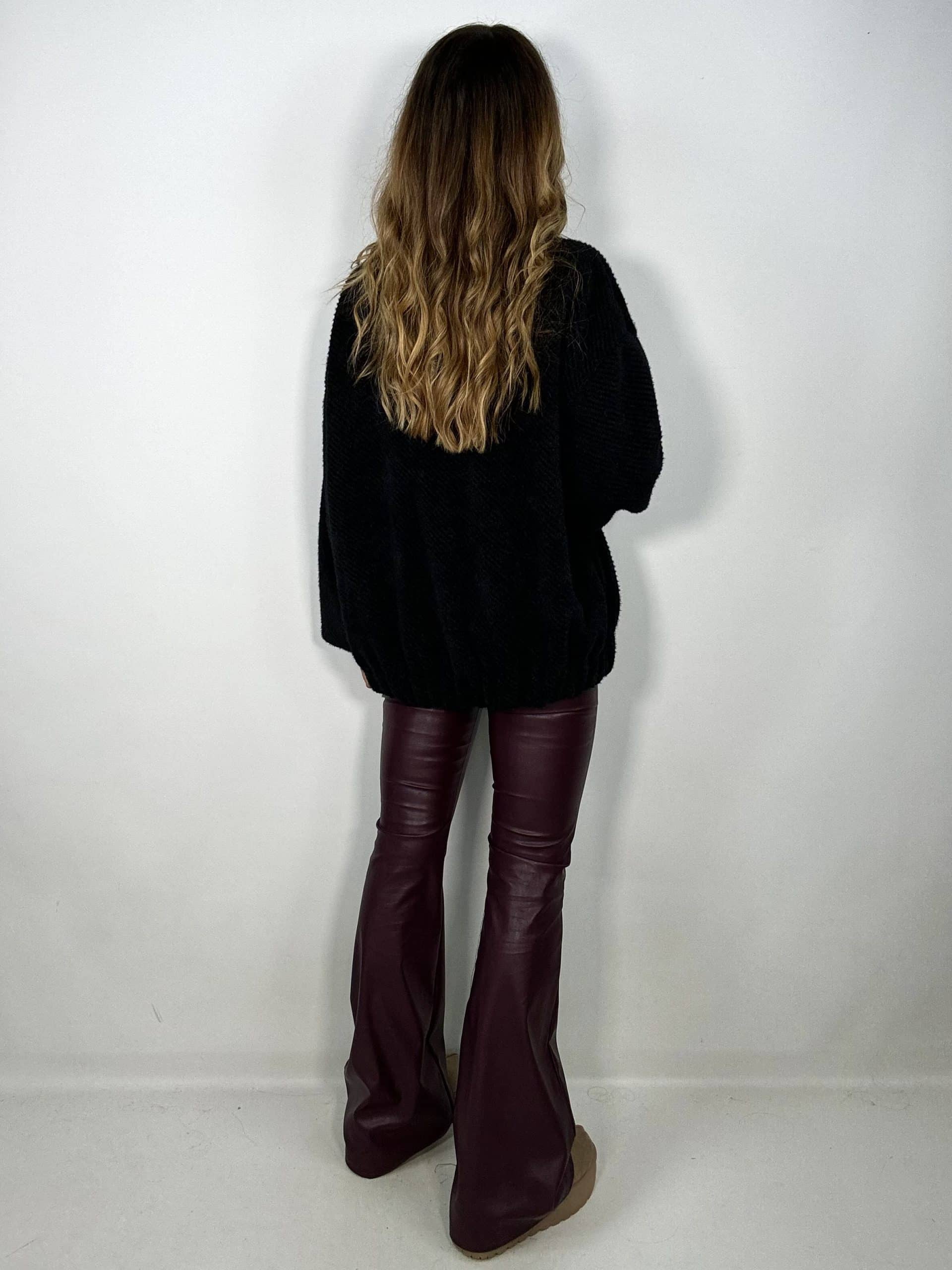 Pantaloni Kick Flare Ecopelle - Burgundy