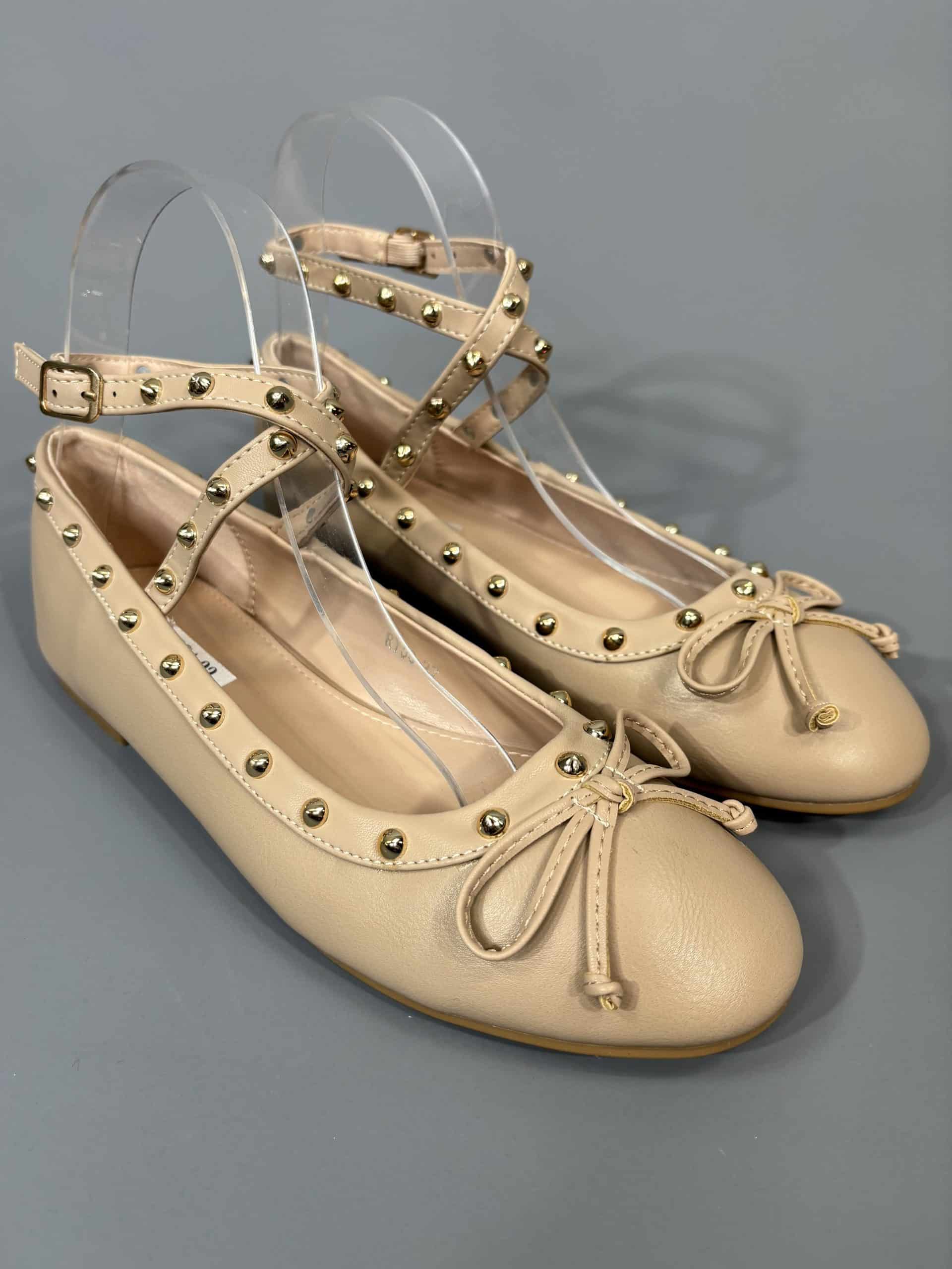 Ballerina Cinturino Con Borchie - Nude